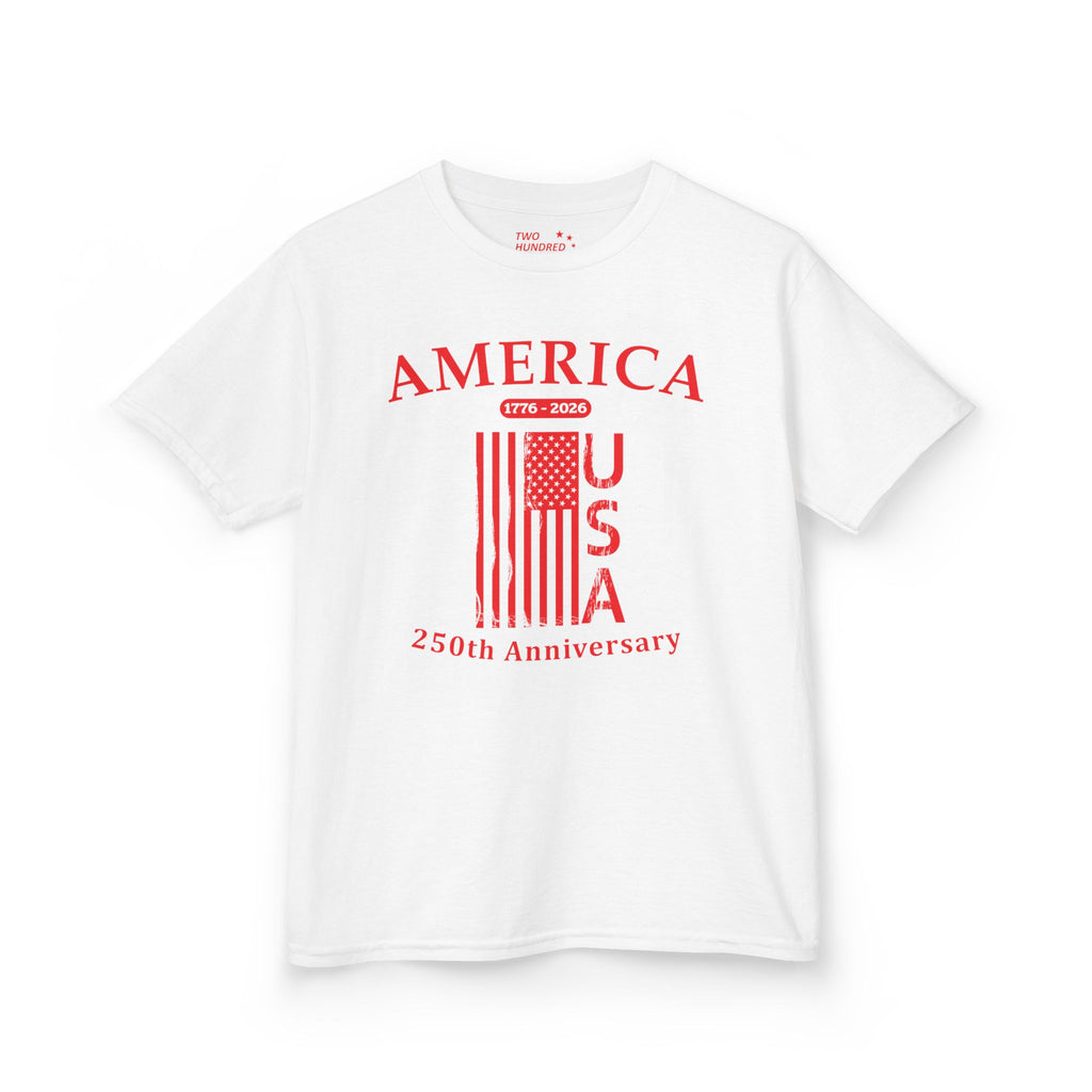 Kids Flag Tee — America USA 250th Anniversary Patriotic Flag Shirt