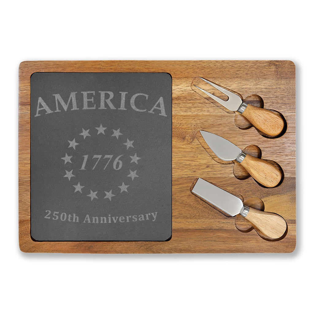 Engraved America 1776 Charcuterie Board – 250th Anniversary Cheese Serving Set