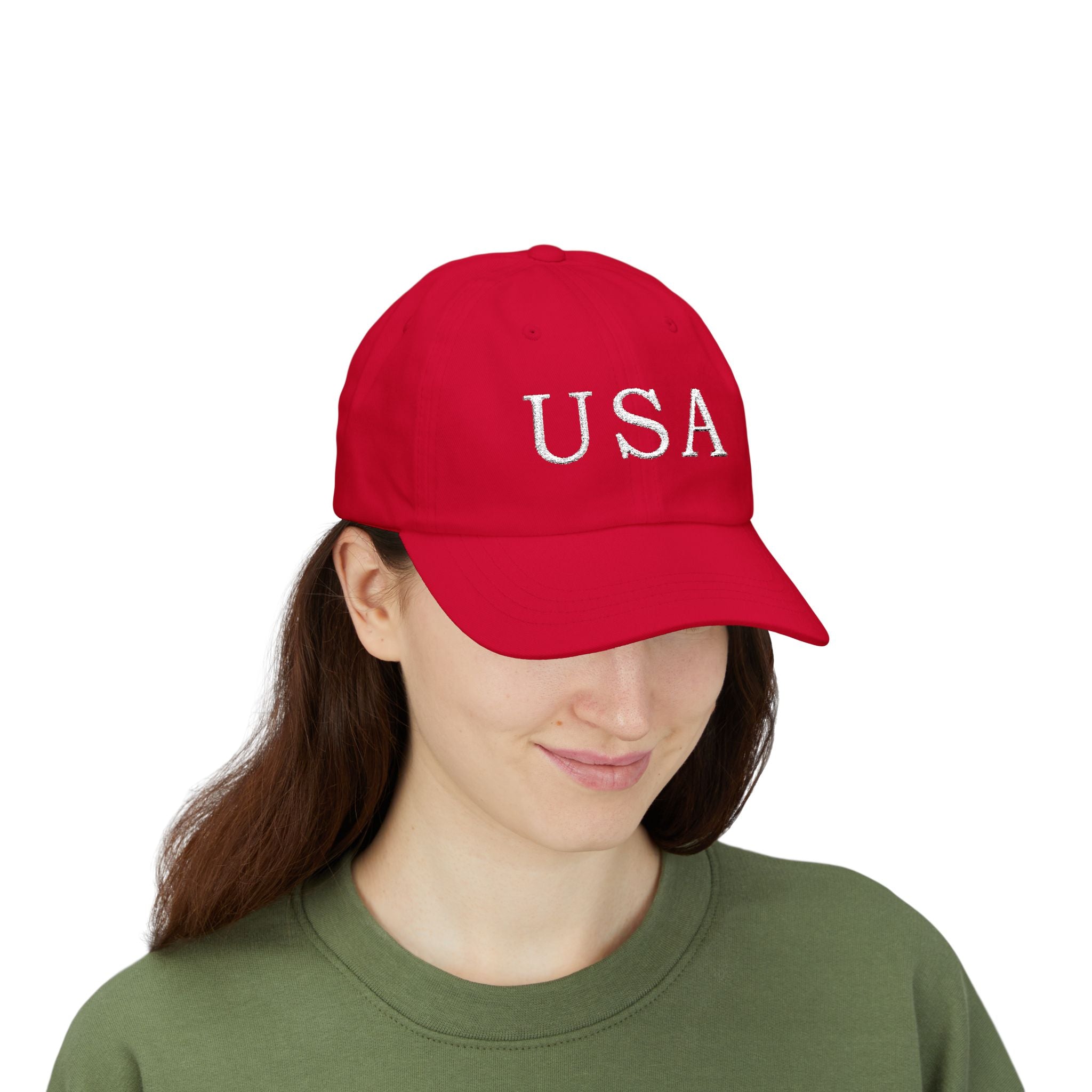 USA Dark Colors Dad Cap - Military Camouflage Baseball Hat with USA Embroidered Text