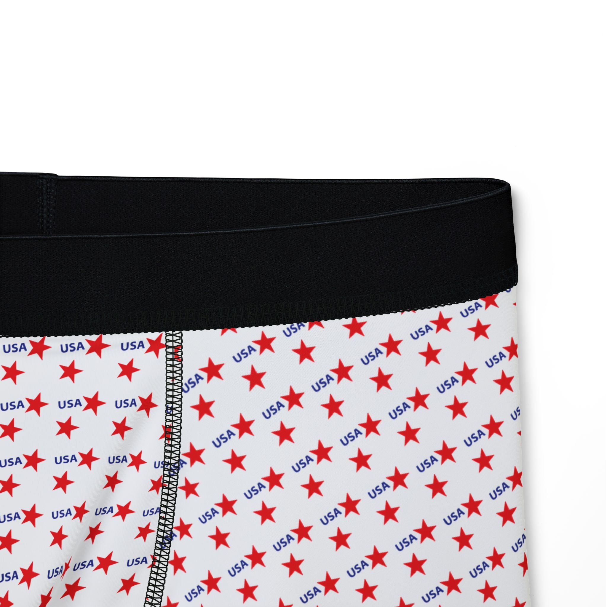 Red Star Pattern Boxer Briefs — Men’s All-Over Print Patriotic Underwear
