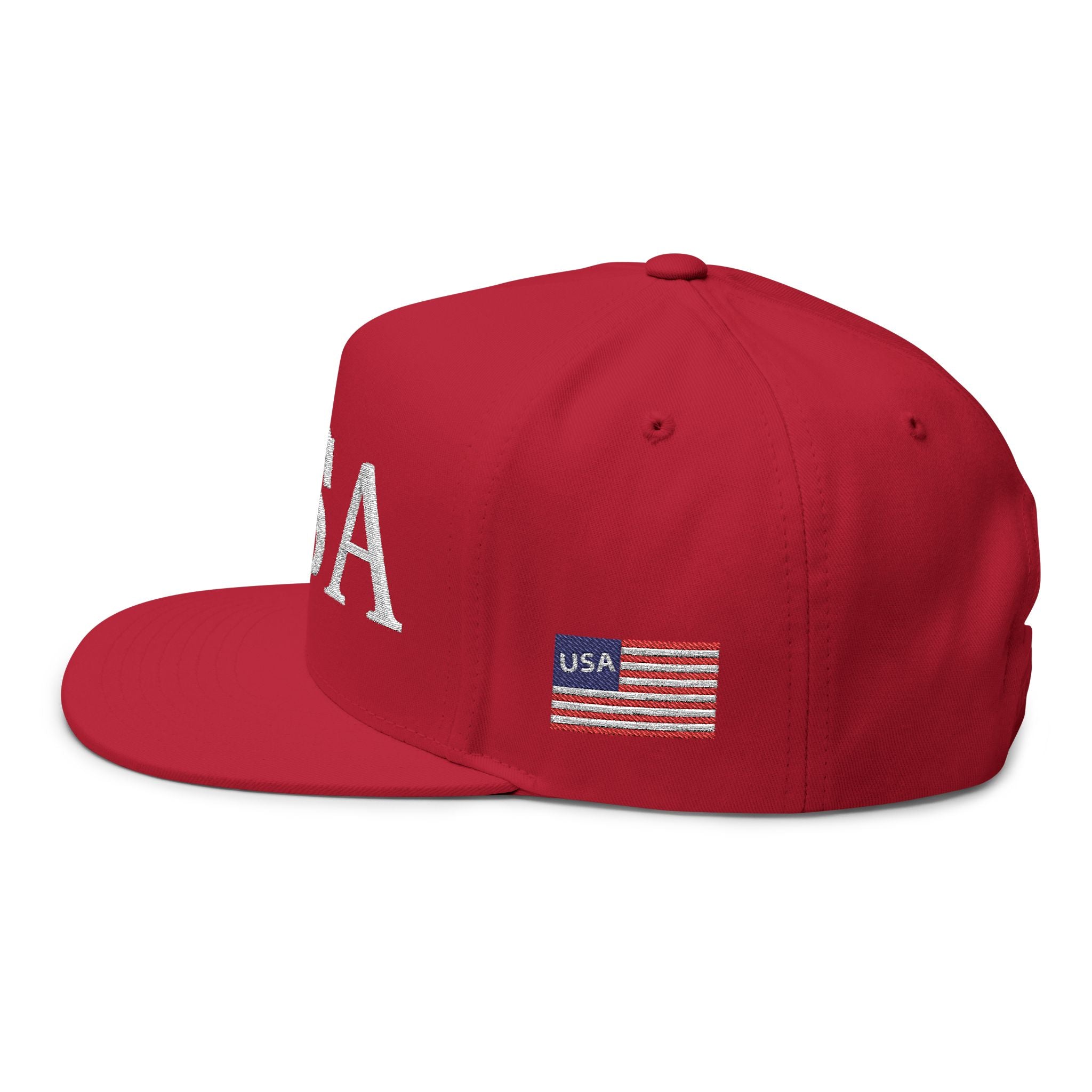 USA Embroidered Dark Color Flat Bill Cap — Patriotic Snapback Hat for 4th of July & Everyday Wear