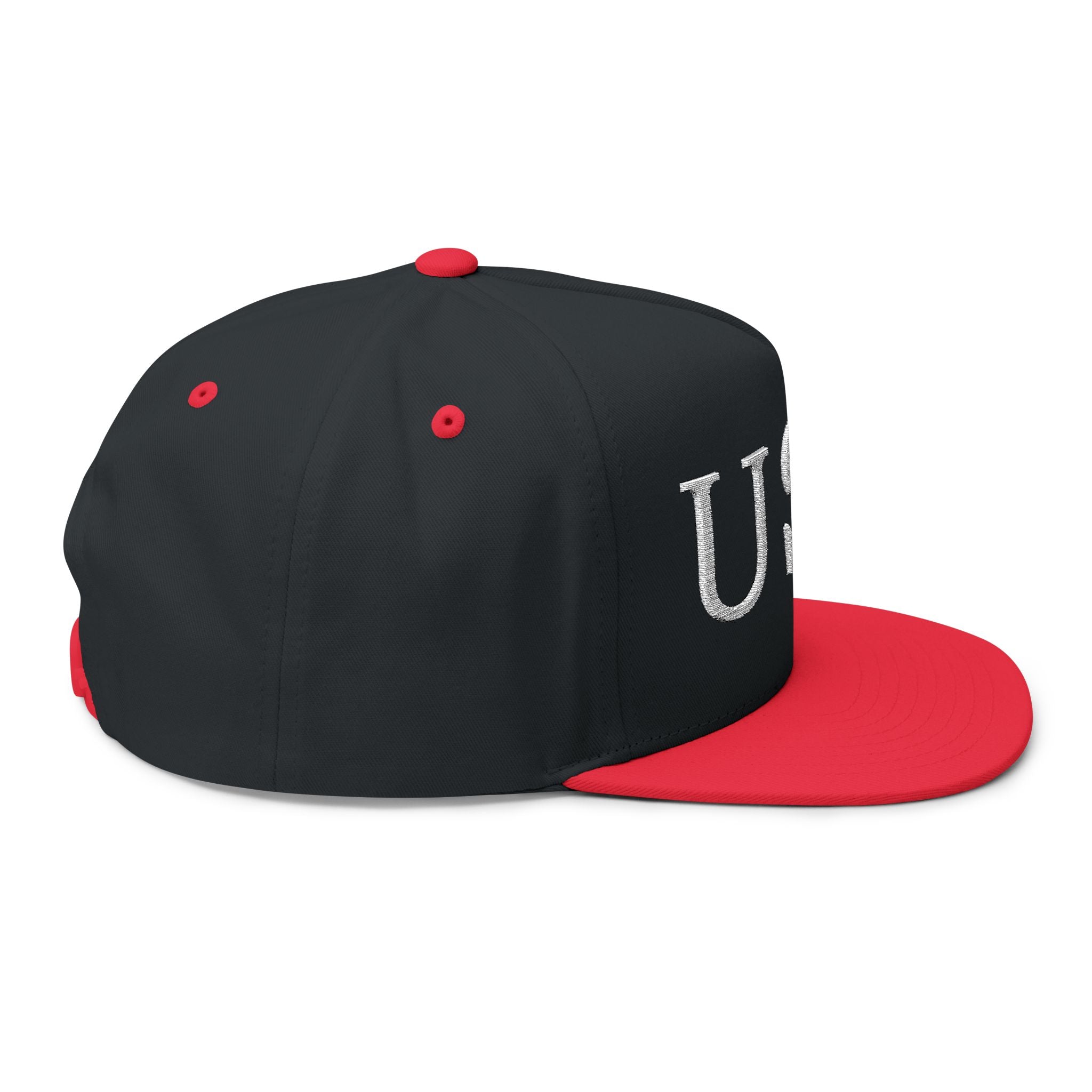 USA Embroidered Dark Color Flat Bill Cap — Patriotic Snapback Hat for 4th of July & Everyday Wear