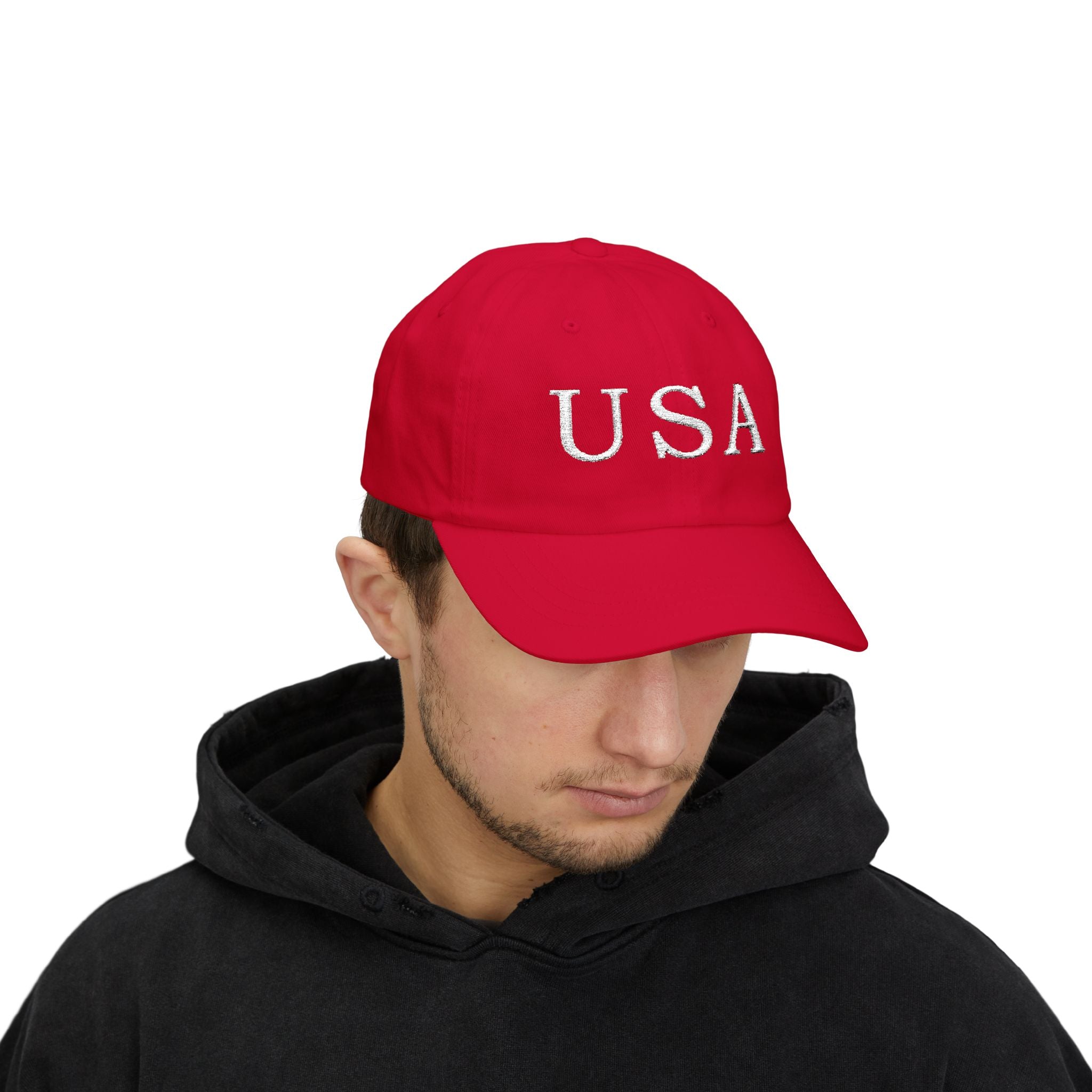 USA Dark Colors Dad Cap - Military Camouflage Baseball Hat with USA Embroidered Text