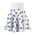 Star Print Skater Skirt — Navy Stars on White, Flared A-Line Casual Skirt