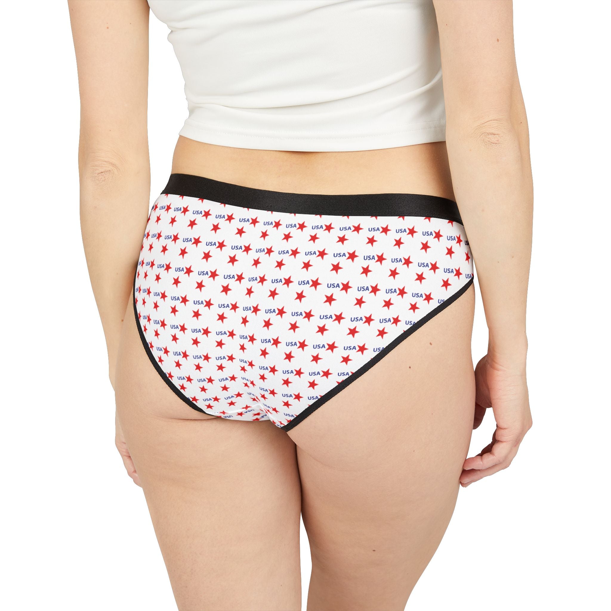 Patriotic Star Print Bikini Briefs — Red & Blue All-Over-Print Women's Underwear