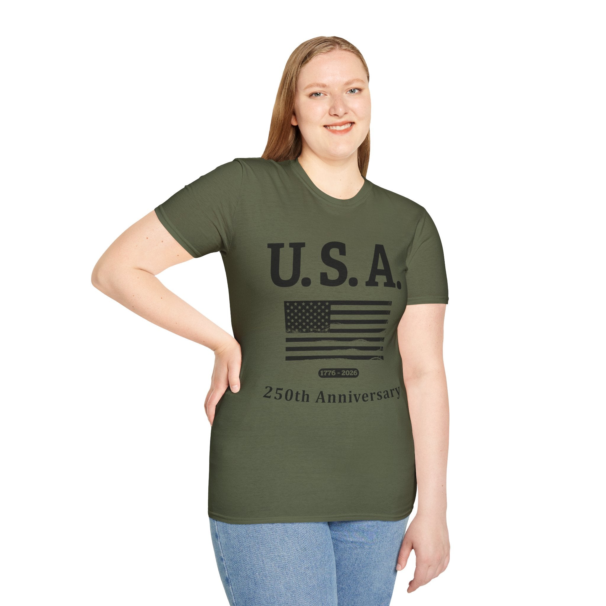 USA 250th Anniversary Soft Style T-Shirt — Patriotic American Flag Tee