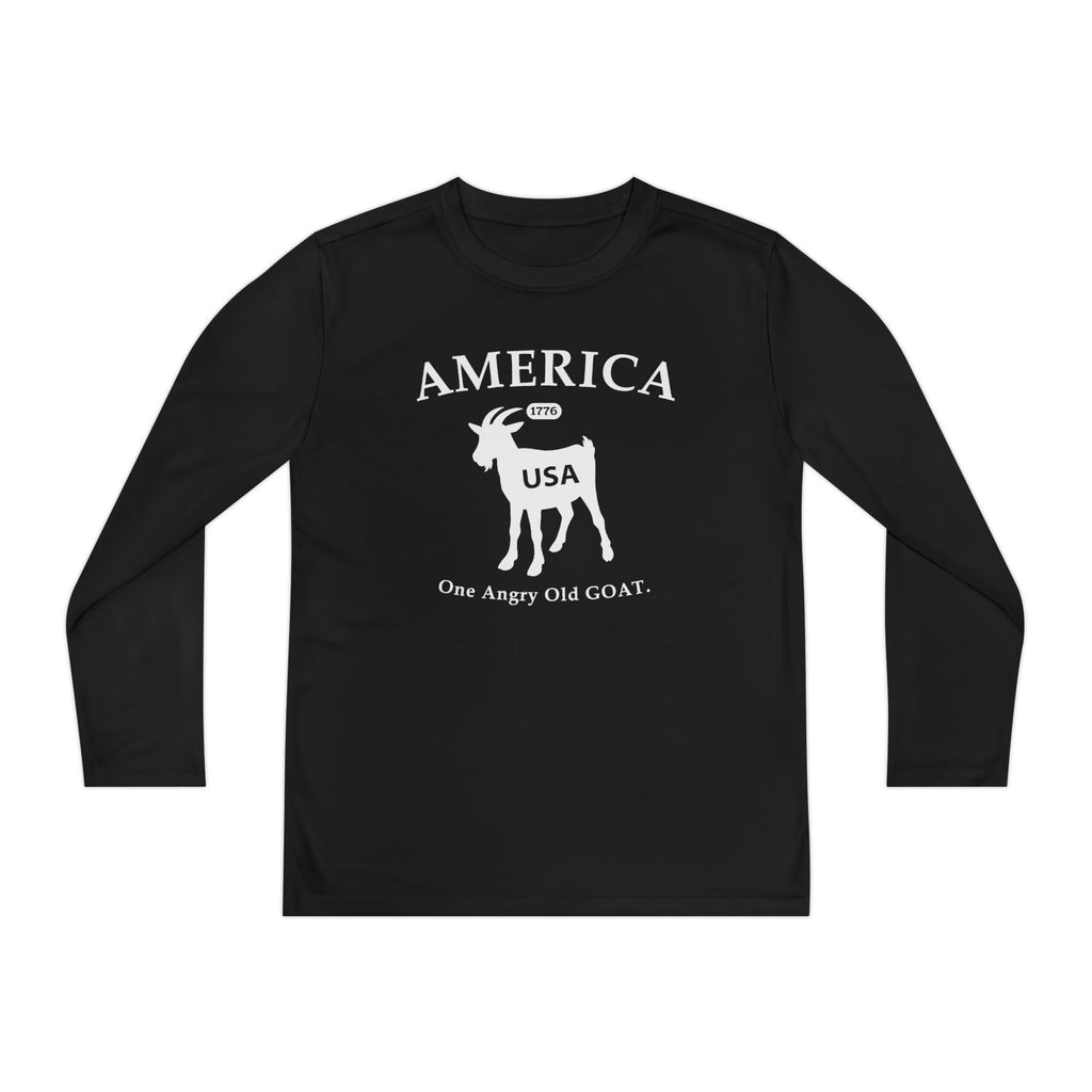 Youth Long Sleeve Tee — 'America USA 205th' Goat Graphic (One Angry Old GOAT)