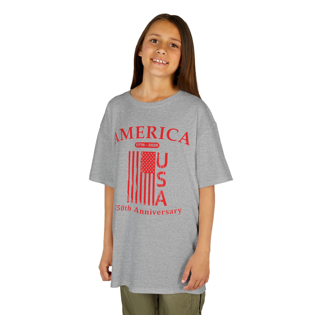 Kids Flag Tee — America USA 250th Anniversary Patriotic Flag Shirt