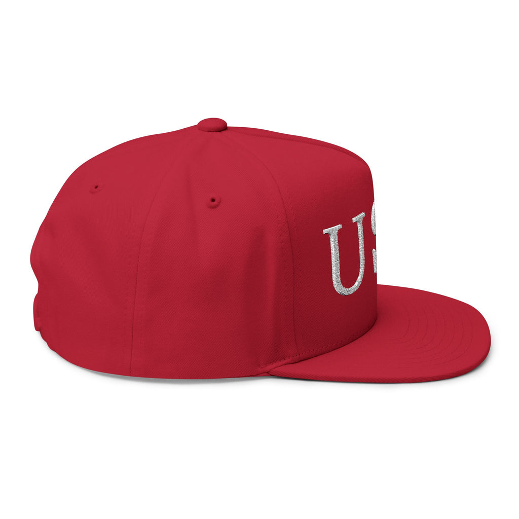 USA Embroidered Dark Color Flat Bill Cap — Patriotic Snapback Hat for 4th of July & Everyday Wear