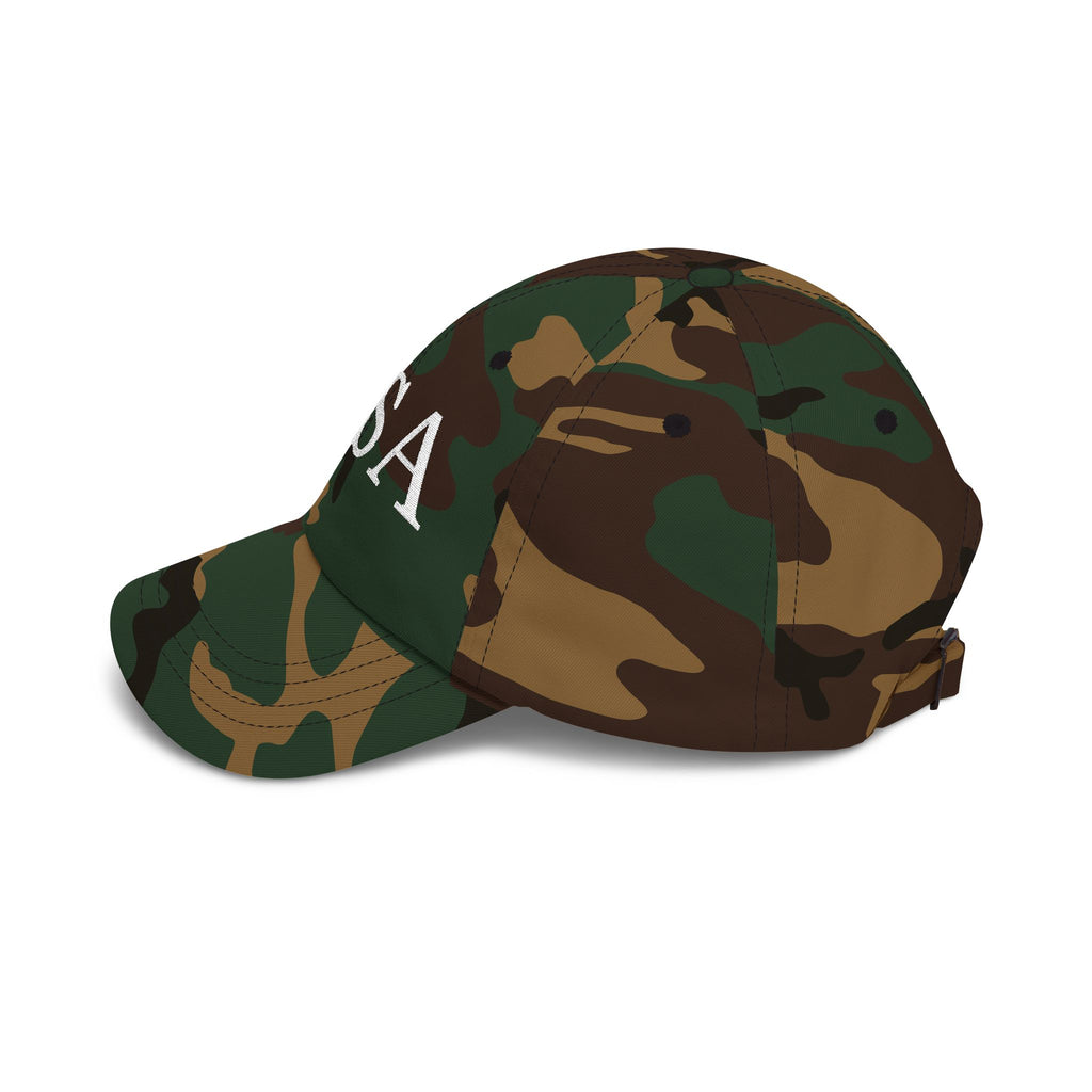 USA Dark Colors Dad Cap - Military Camouflage Baseball Hat with USA Embroidered Text