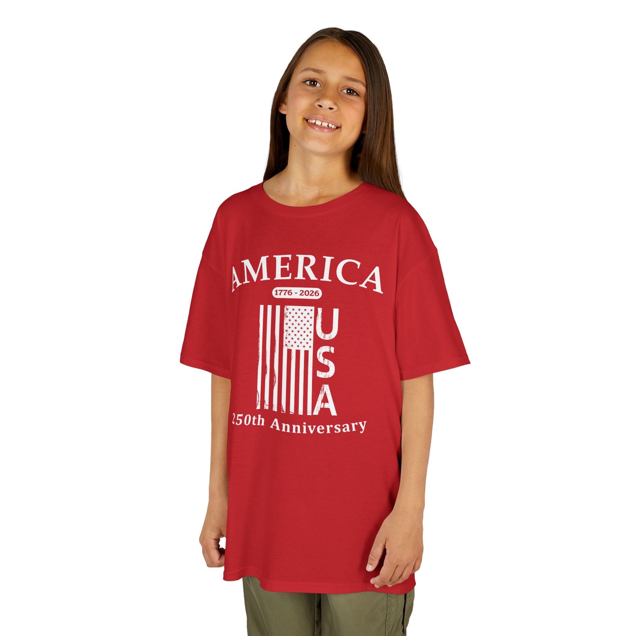 Kids Flag Tee — America USA 250th Anniversary Patriotic Flag Shirt