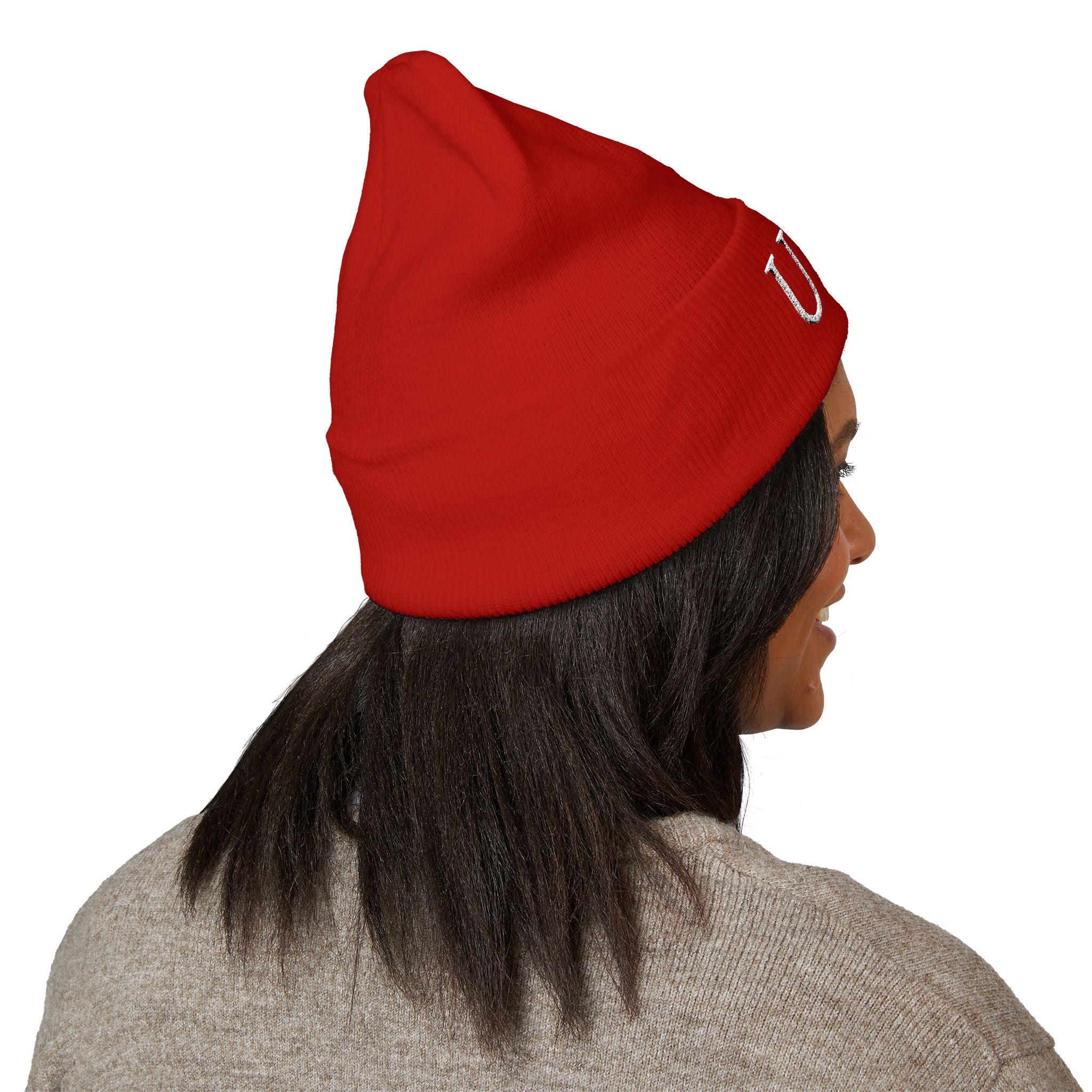 USA Embroidered Dark Color Cuffed Beanie — Patriotic Knit Hat