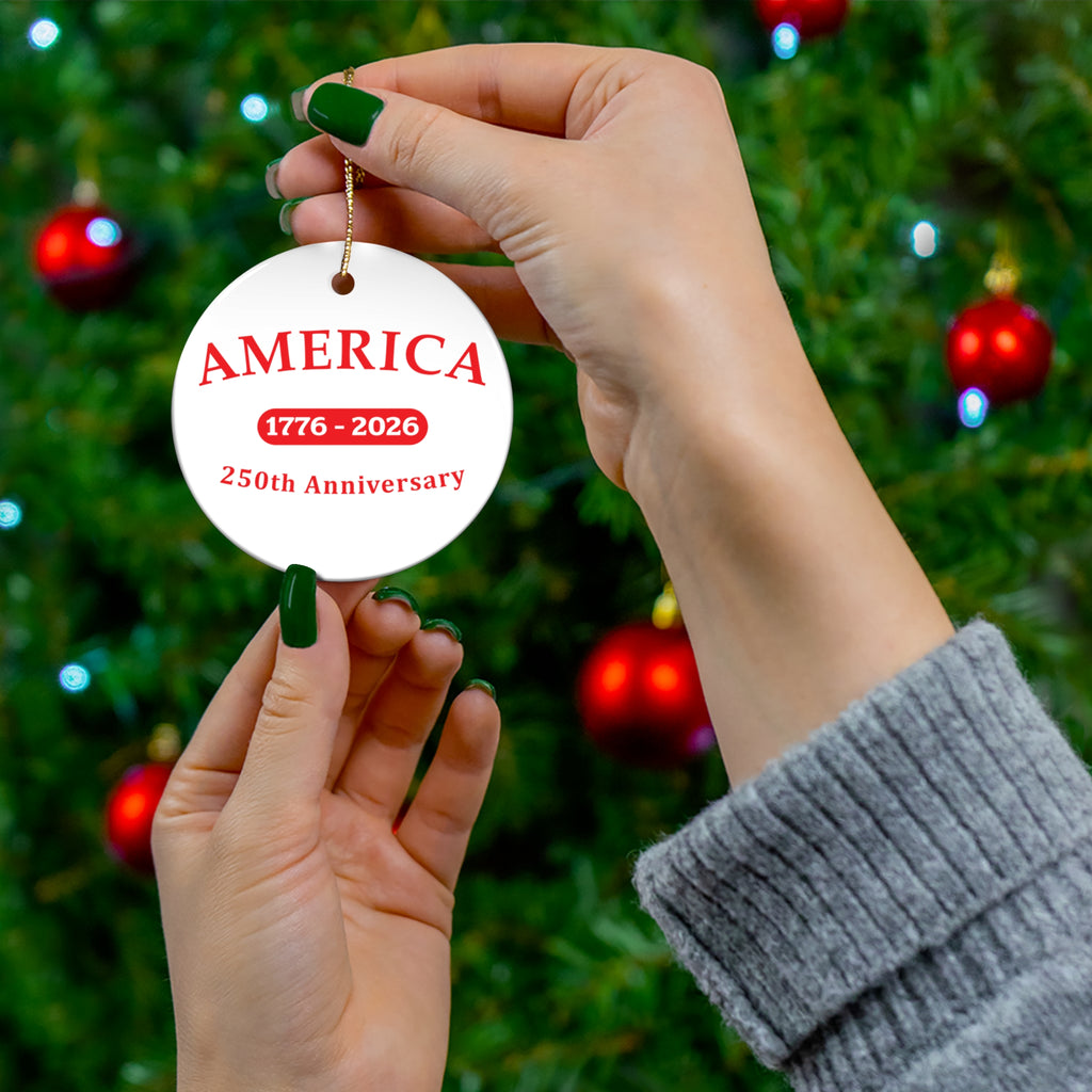America 1776–2026 250th Anniversary Ceramic White Star Ornament