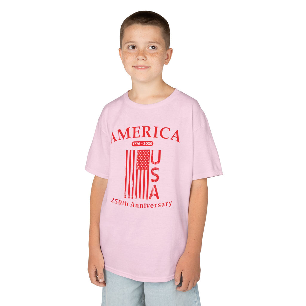 Kids Flag Tee — America USA 250th Anniversary Patriotic Flag Shirt