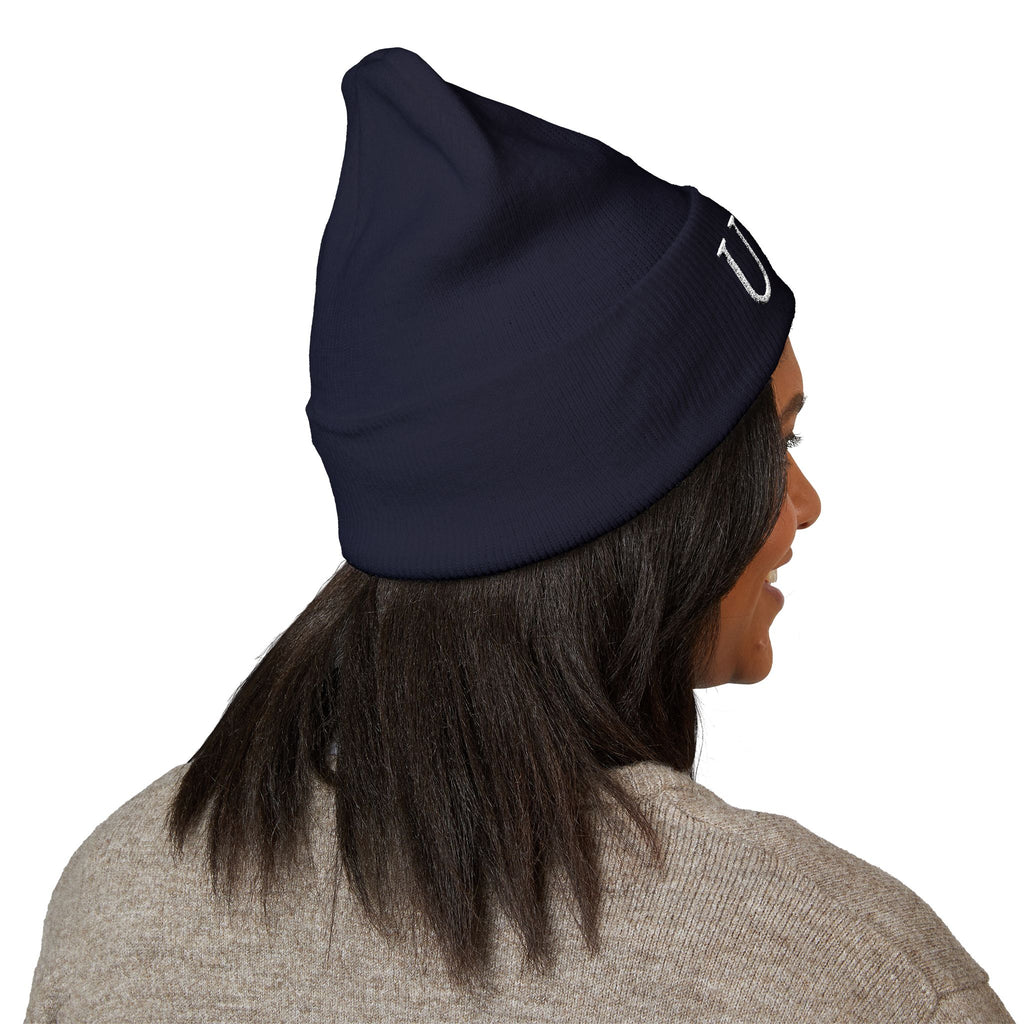USA Embroidered Dark Color Cuffed Beanie — Patriotic Knit Hat