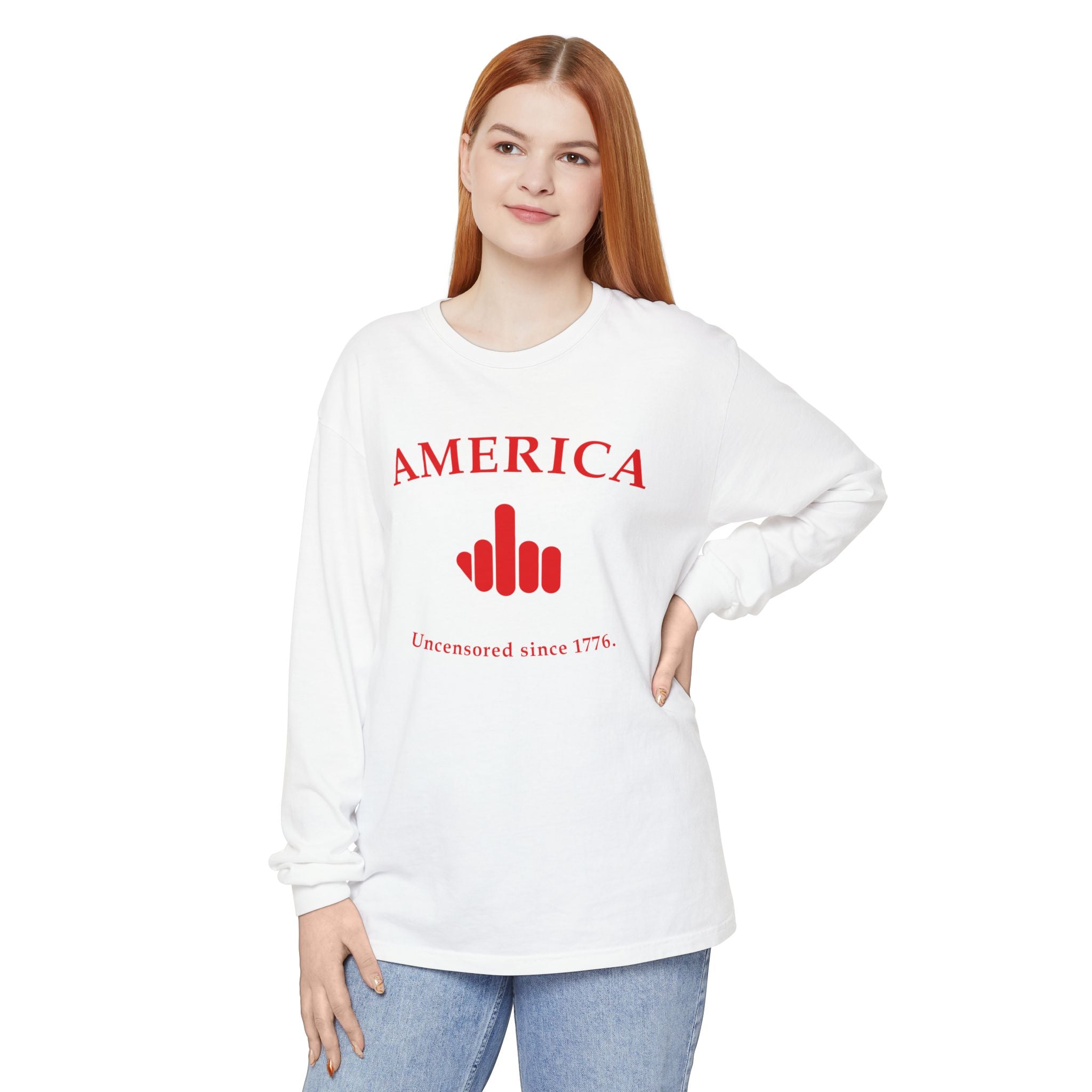 America 1776 Middle Finger Long Sleeve Tee