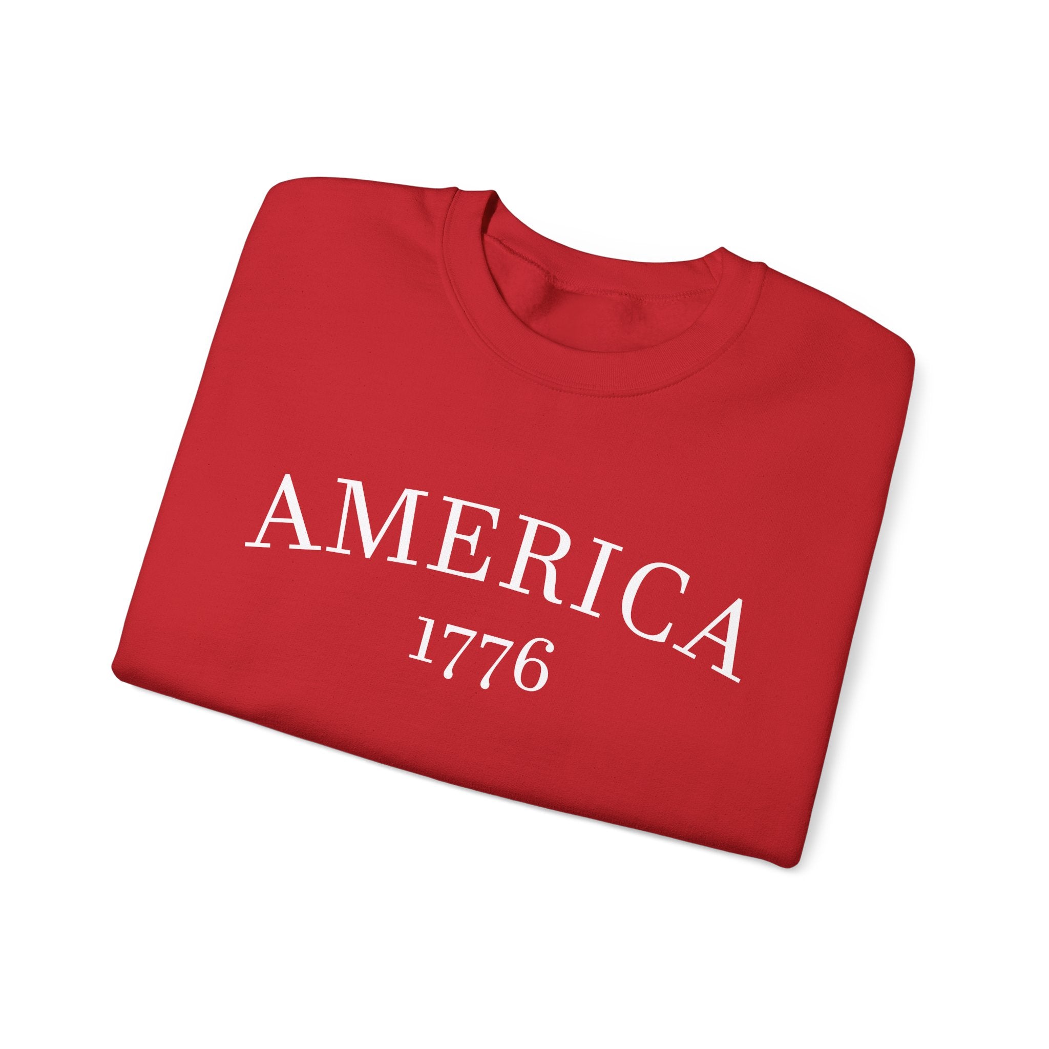 America 1776 Sweatshirt — Patriotic Red Crewneck