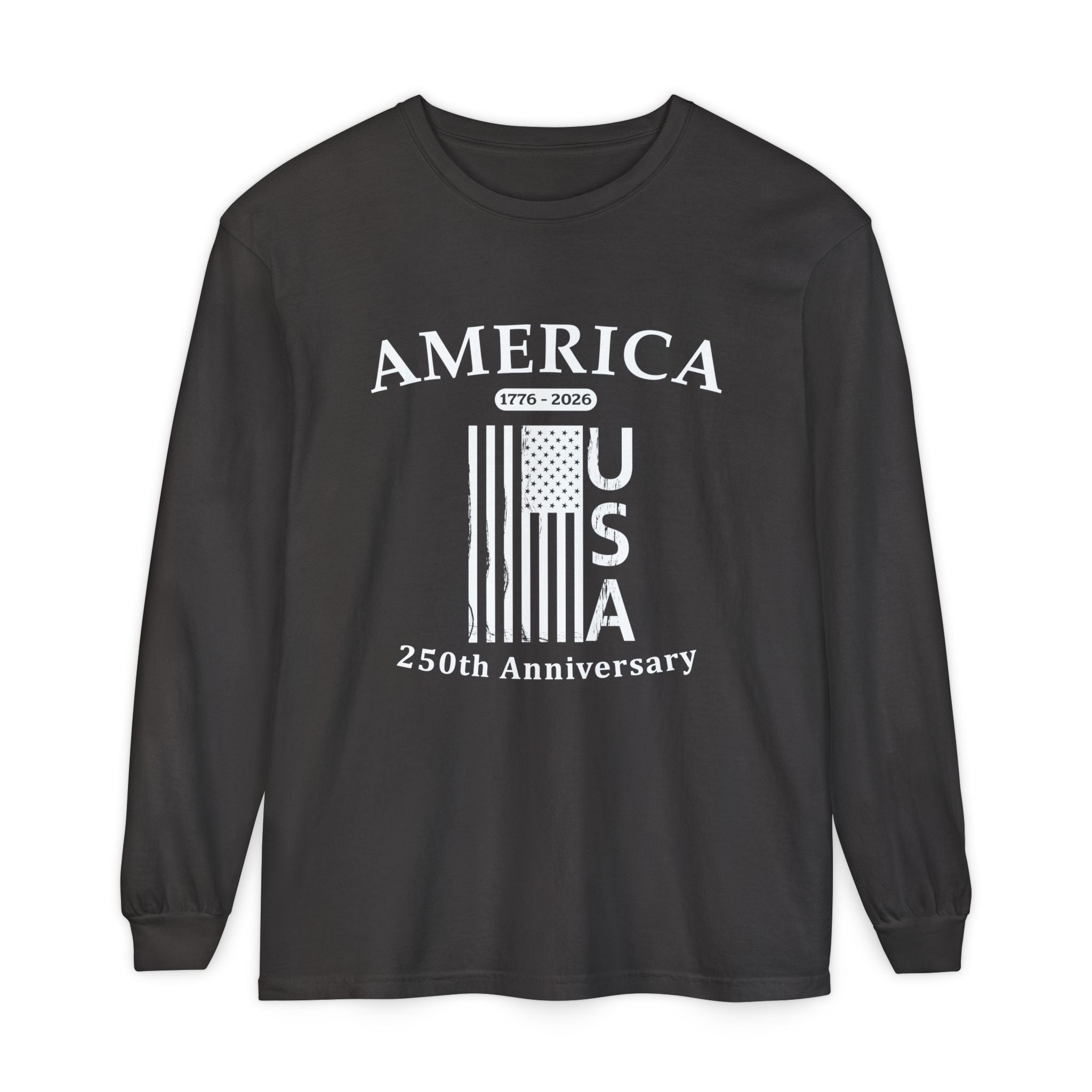 America 1776 Distressed Flag Long Sleeve Tee