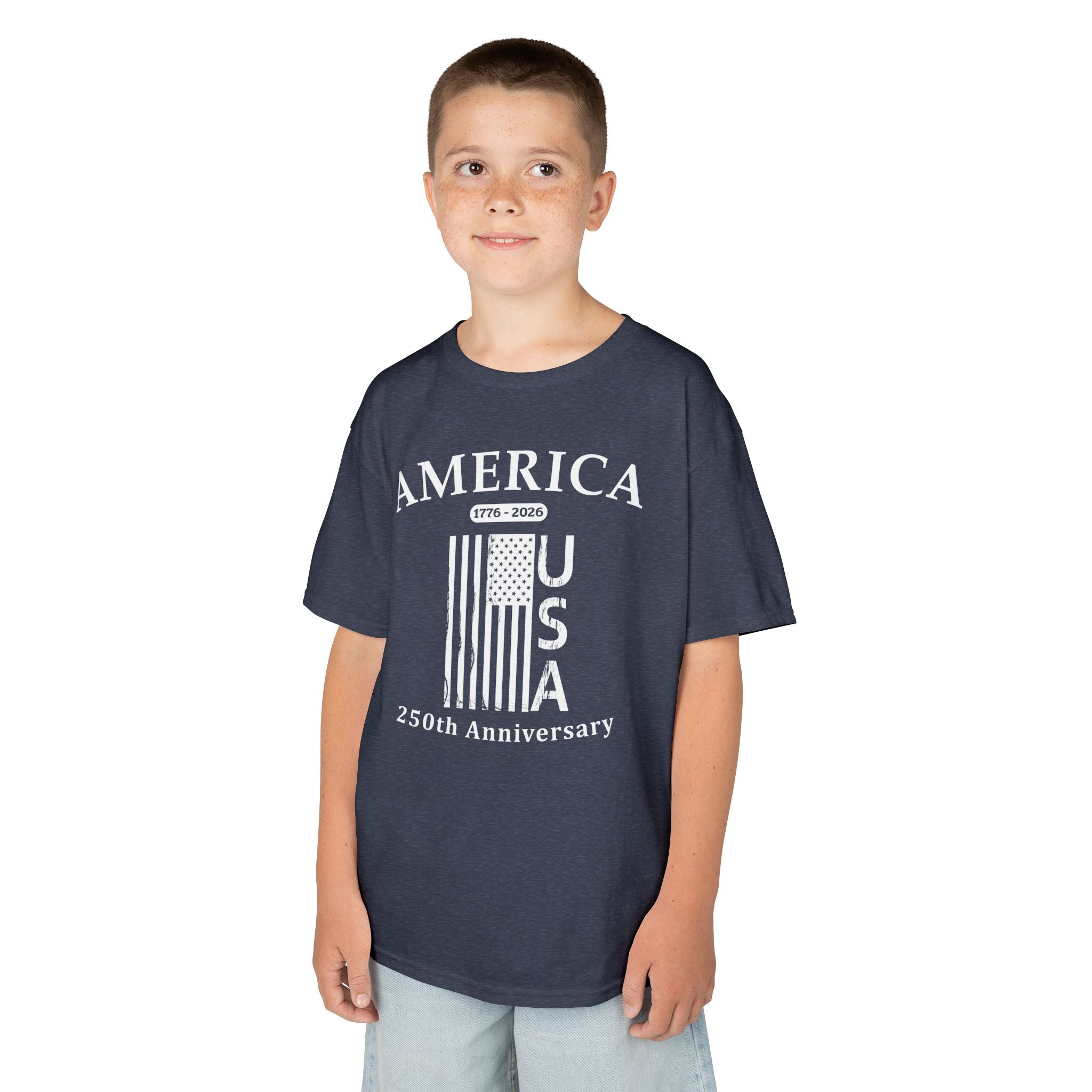 Kids Flag Tee — America USA 250th Anniversary Patriotic Flag Shirt