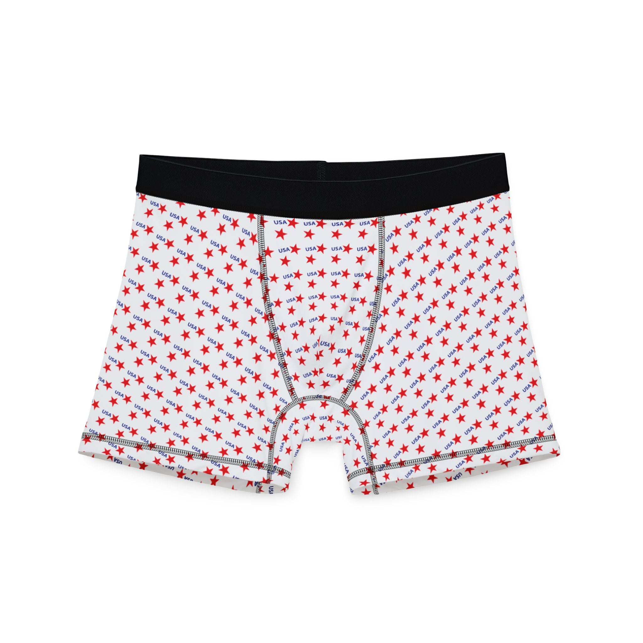 Red Star Pattern Boxer Briefs — Men’s All-Over Print Patriotic Underwear