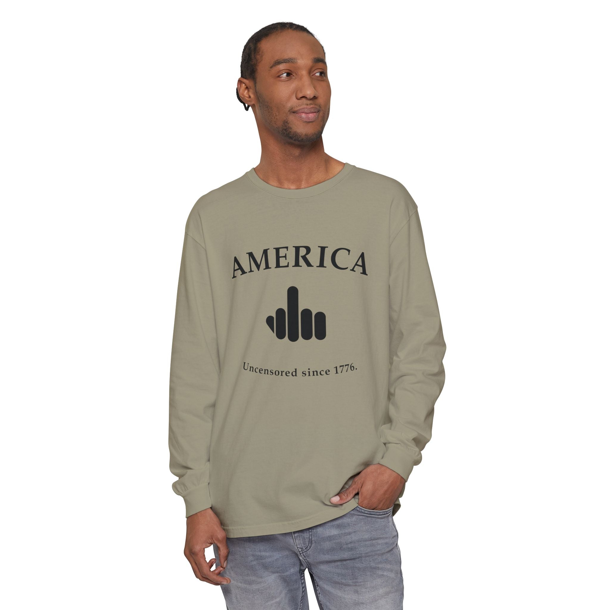 America 1776 Middle Finger Long Sleeve Tee