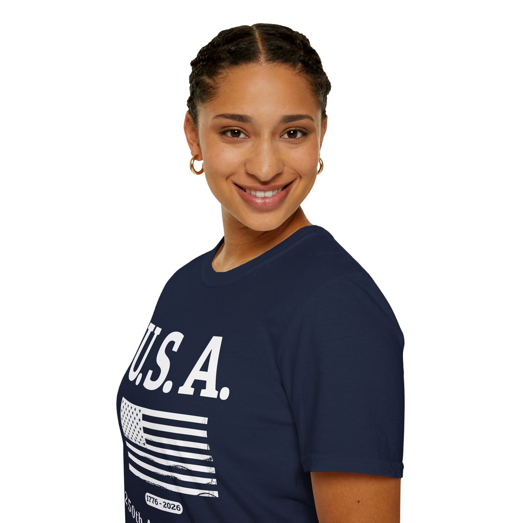 USA 250th Anniversary Soft Style T-Shirt — Patriotic American Flag Tee