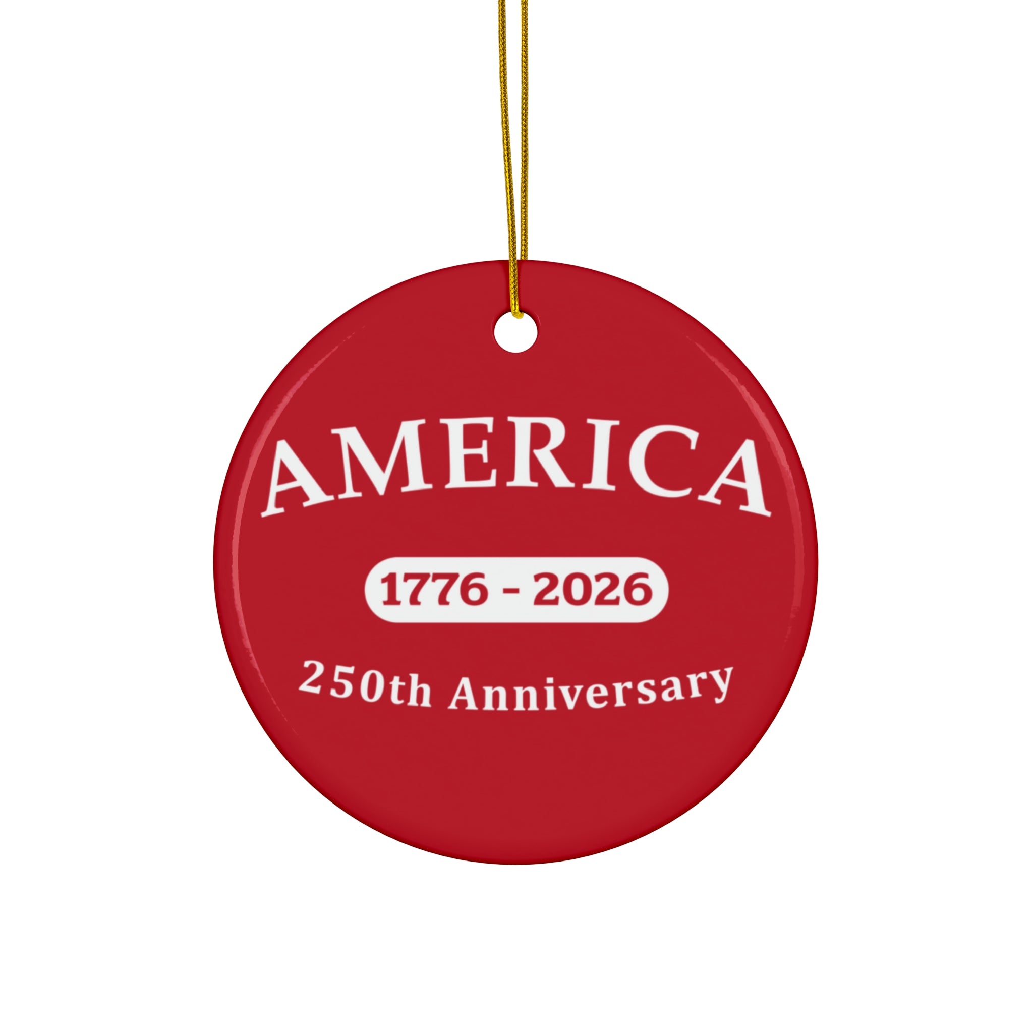 America 1776–2026 250th Anniversary Ceramic Red Star Ornament