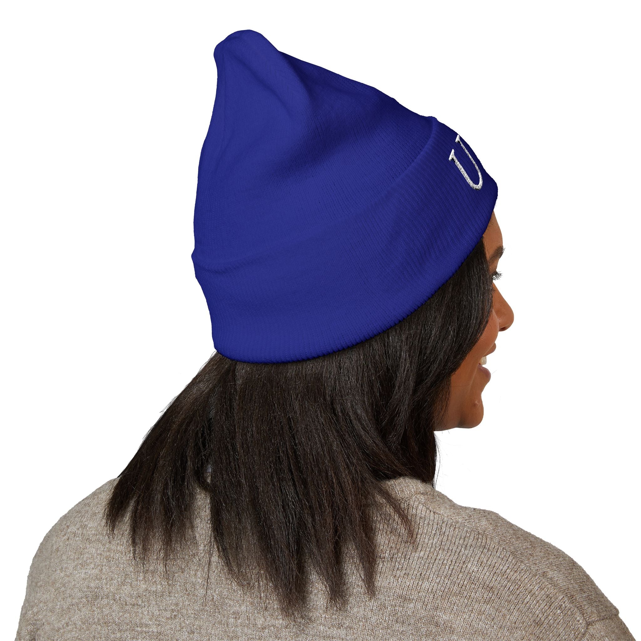 USA Embroidered Dark Color Cuffed Beanie — Patriotic Knit Hat