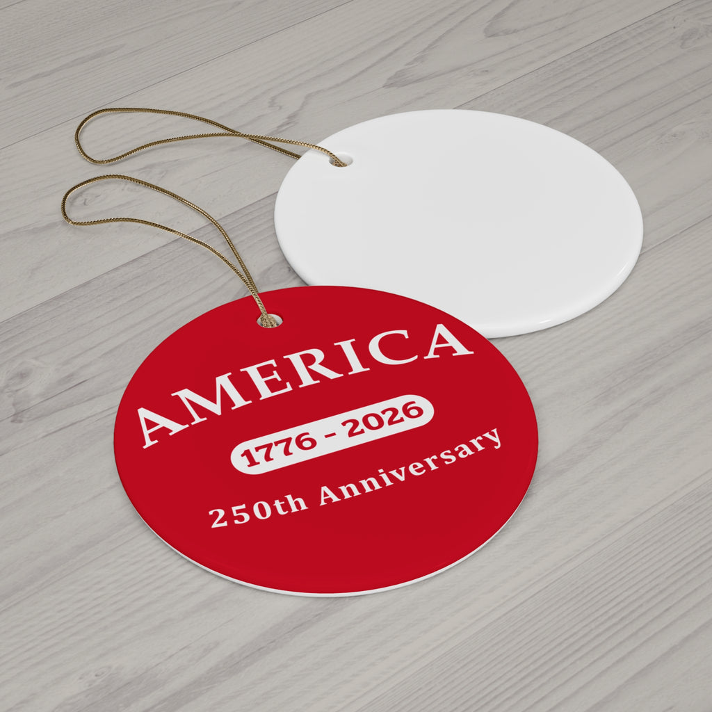America 1776–2026 250th Anniversary Ceramic Red Star Ornament