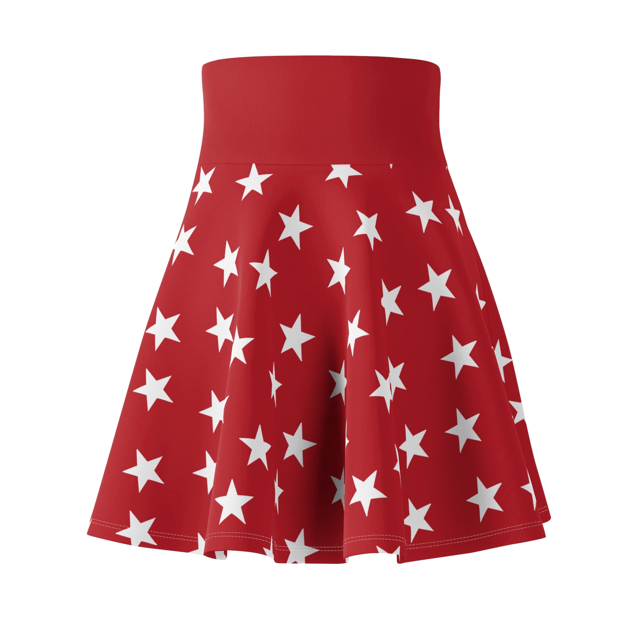 Red Star Skater Skirt — Patriotic White Stars AOP