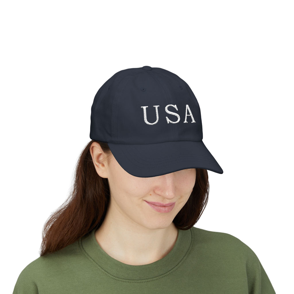USA Dark Colors Dad Cap - Military Camouflage Baseball Hat with USA Embroidered Text