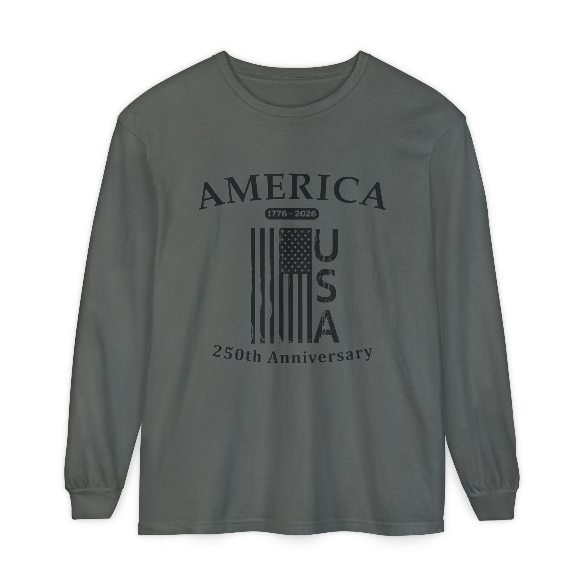 America 1776 Distressed Flag Long Sleeve Tee