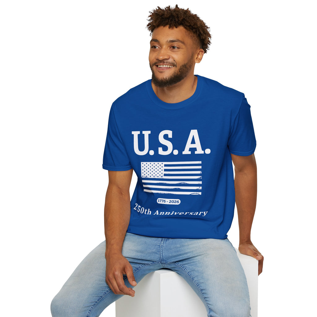 USA 250th Anniversary Soft Style T-Shirt — Patriotic American Flag Tee