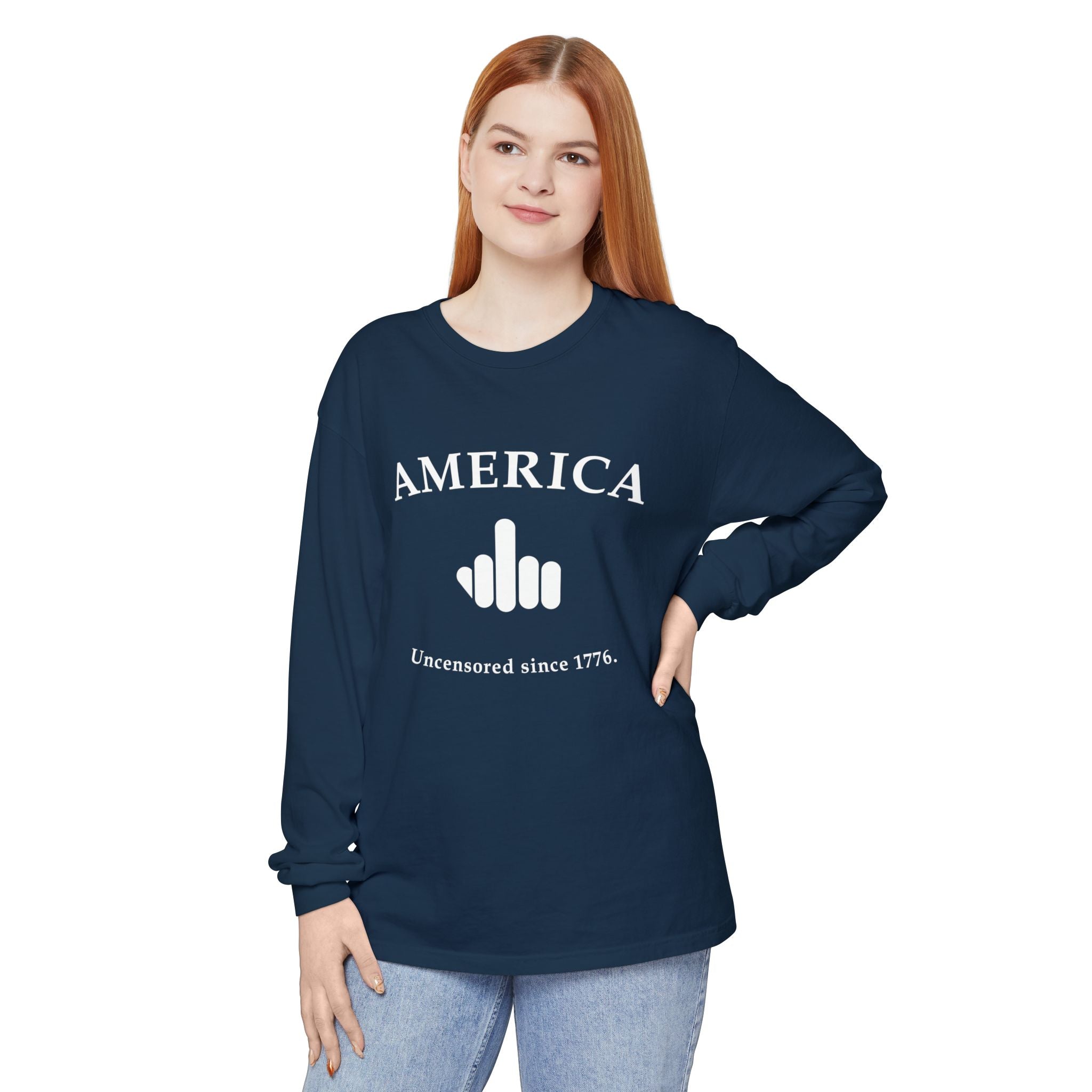 America 1776 Middle Finger Long Sleeve Tee
