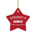 America 1776–2026 250th Anniversary Ceramic Red Star Ornament