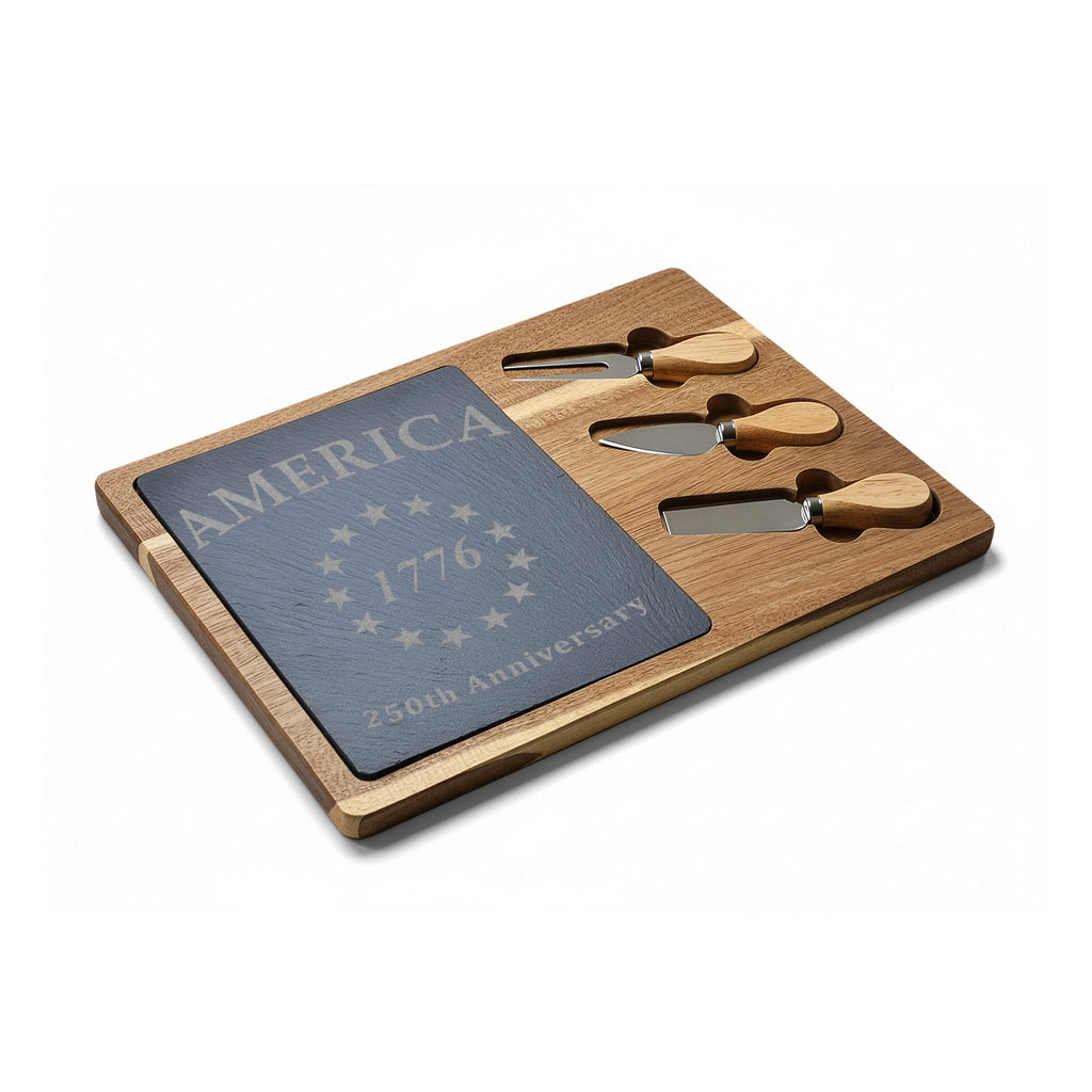 Engraved America 1776 Charcuterie Board – 250th Anniversary Cheese Serving Set