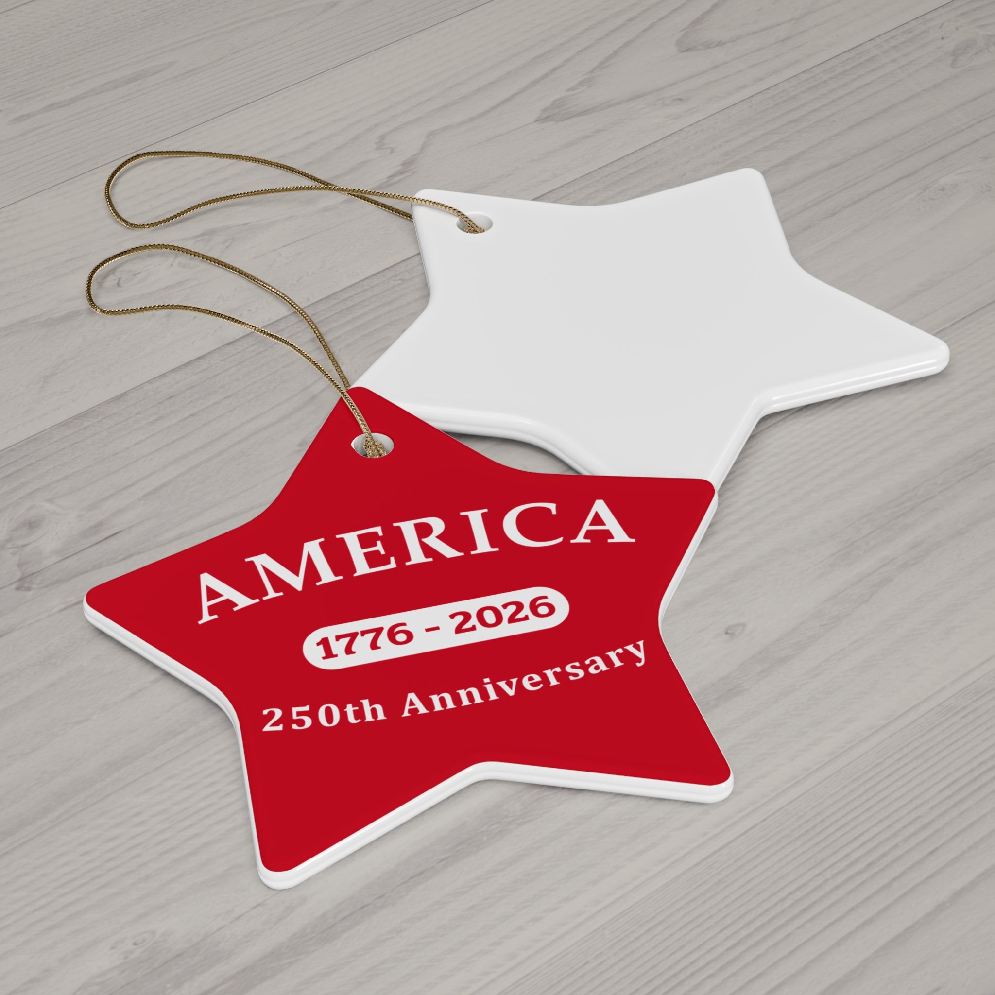 America 1776–2026 250th Anniversary Ceramic Red Star Ornament