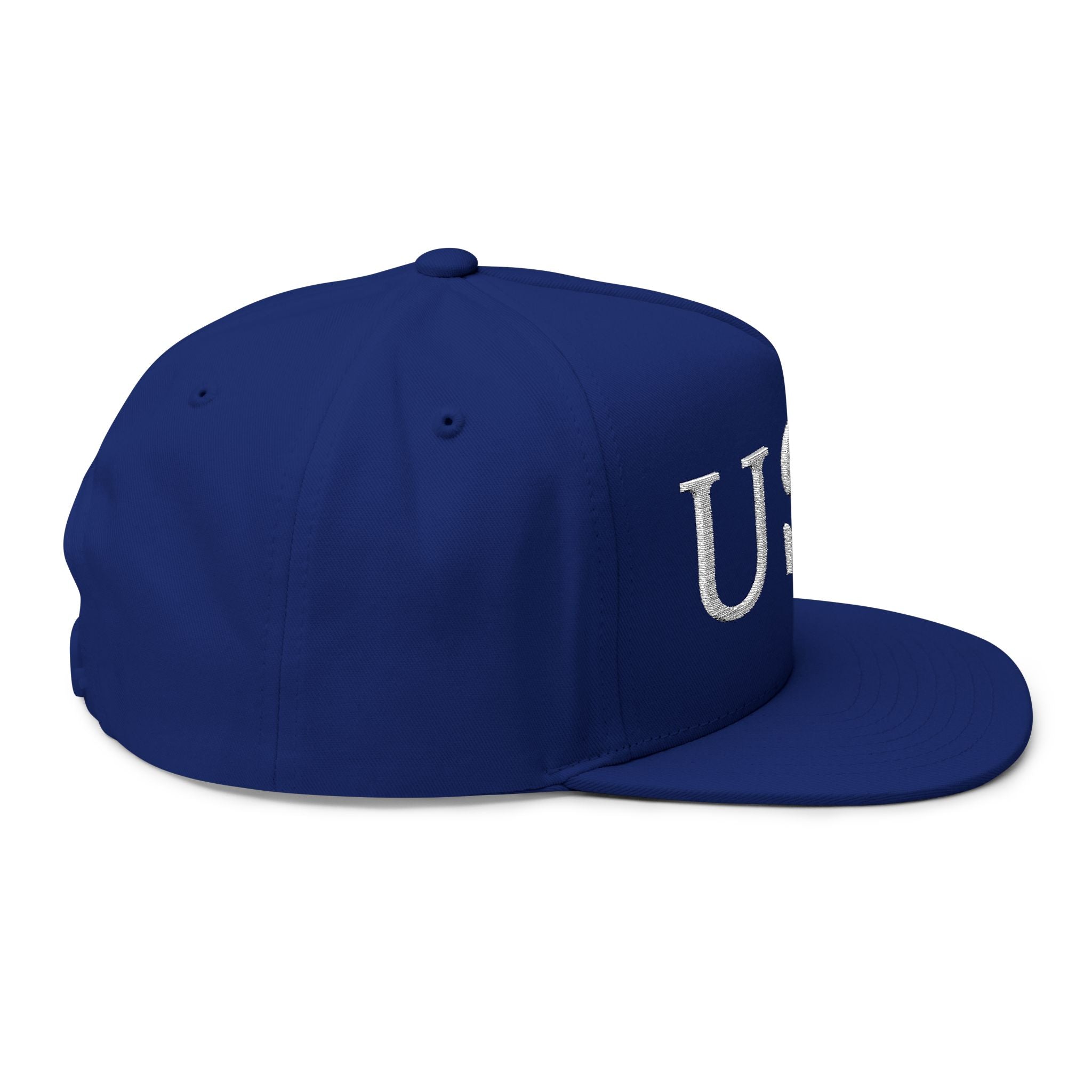 USA Embroidered Dark Color Flat Bill Cap — Patriotic Snapback Hat for 4th of July & Everyday Wear