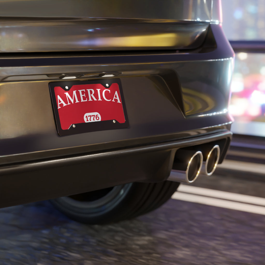 America 1776 Vanity Plate — Patriotic Red License Plate