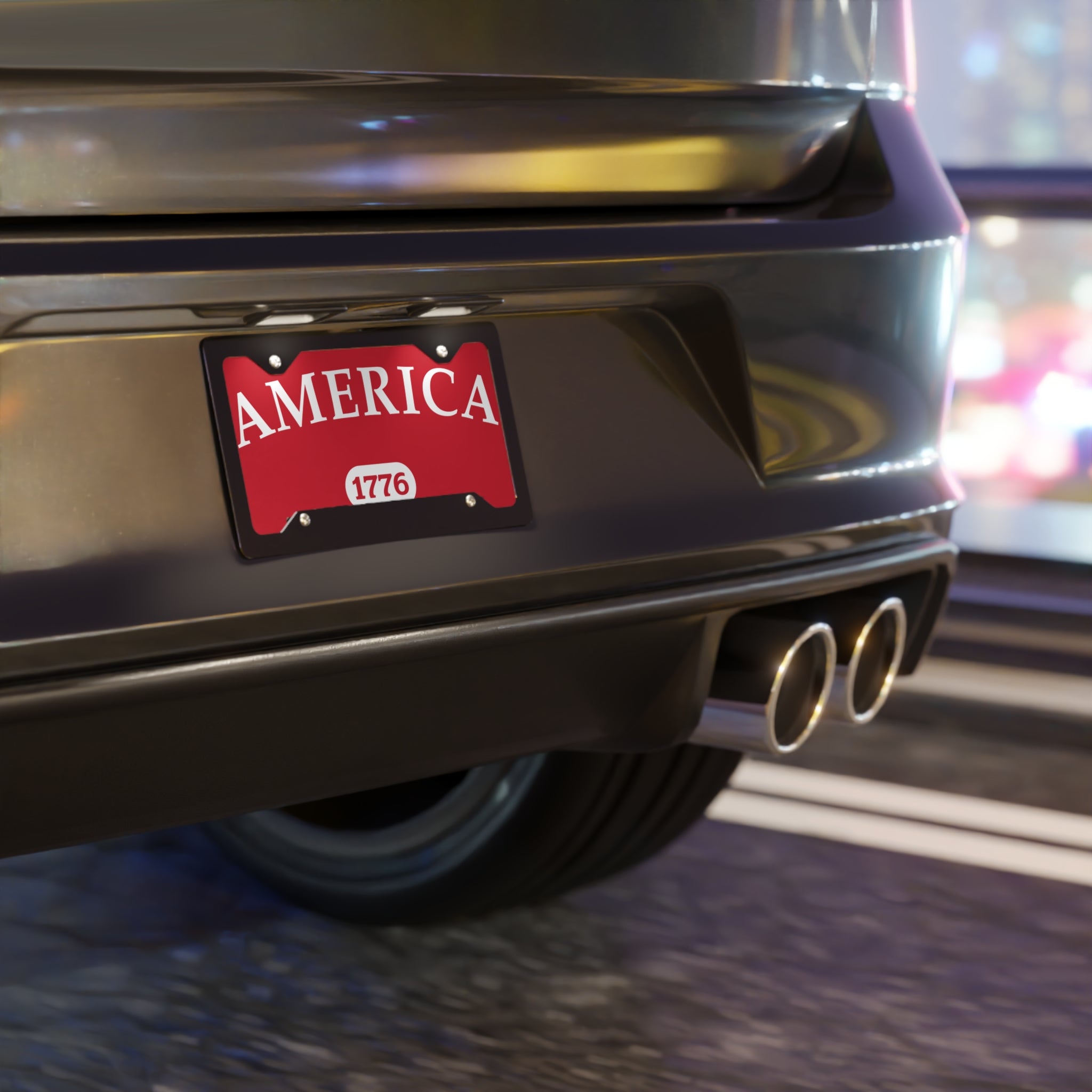 America 1776 Vanity Plate — Patriotic Red License Plate