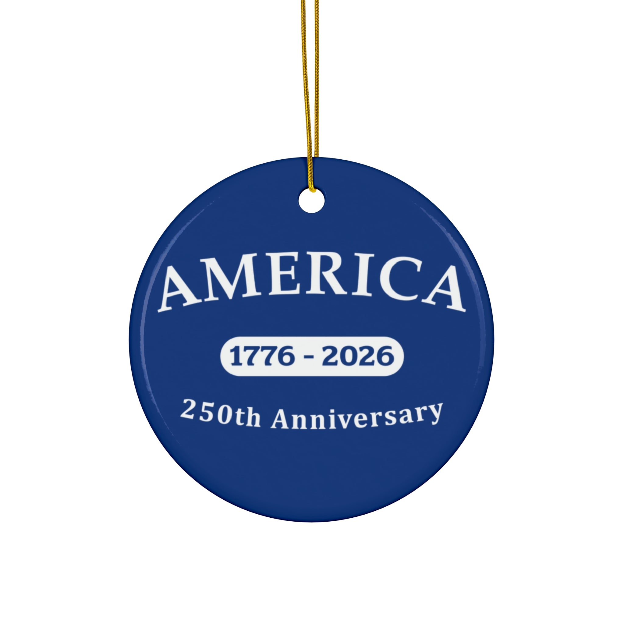 America 1776–2026 250th Anniversary Ceramic Blue Star Ornament
