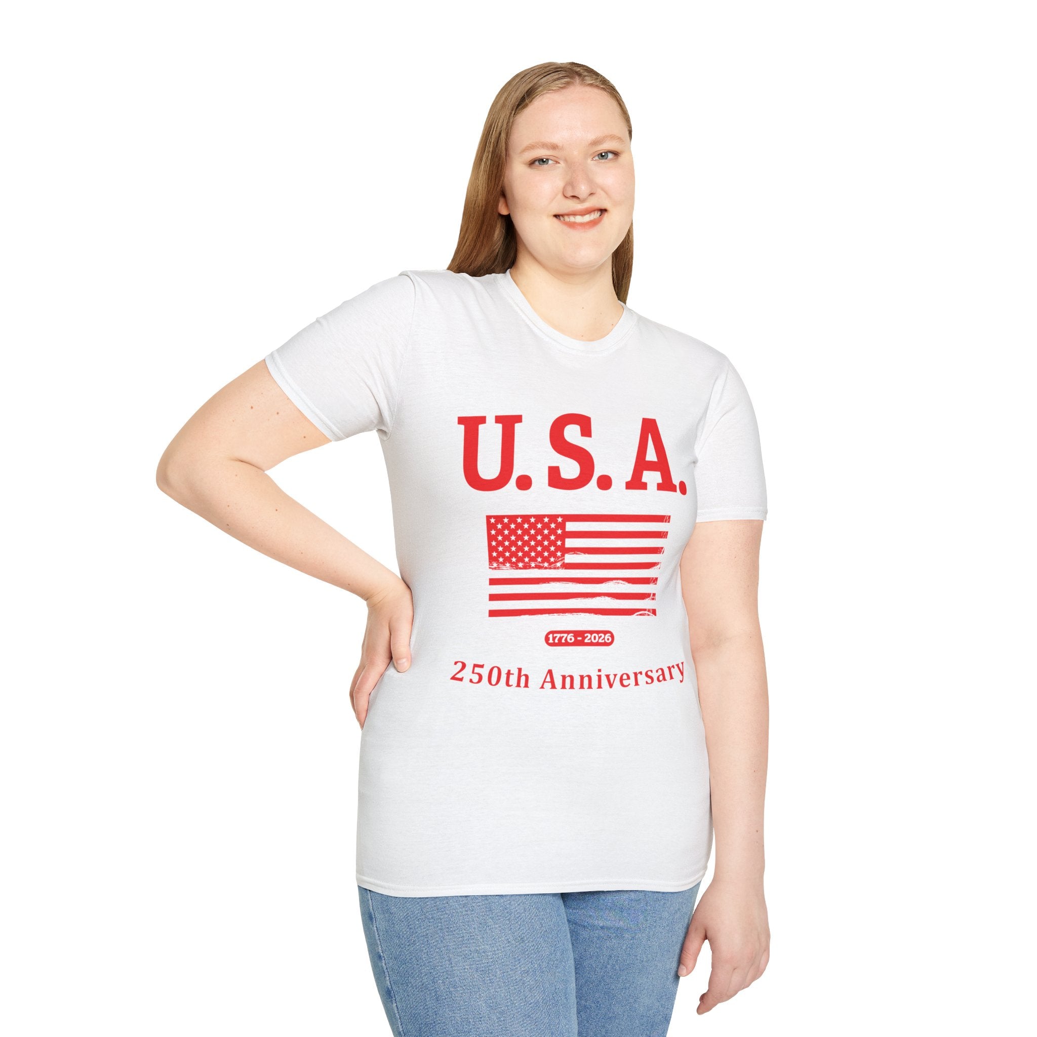 USA 250th Anniversary Soft Style T-Shirt — Patriotic American Flag Tee