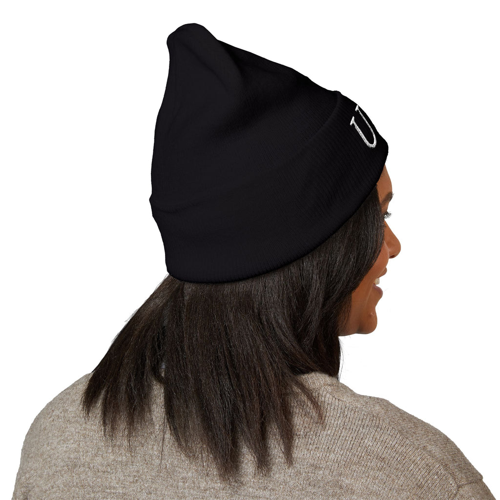 USA Embroidered Dark Color Cuffed Beanie — Patriotic Knit Hat