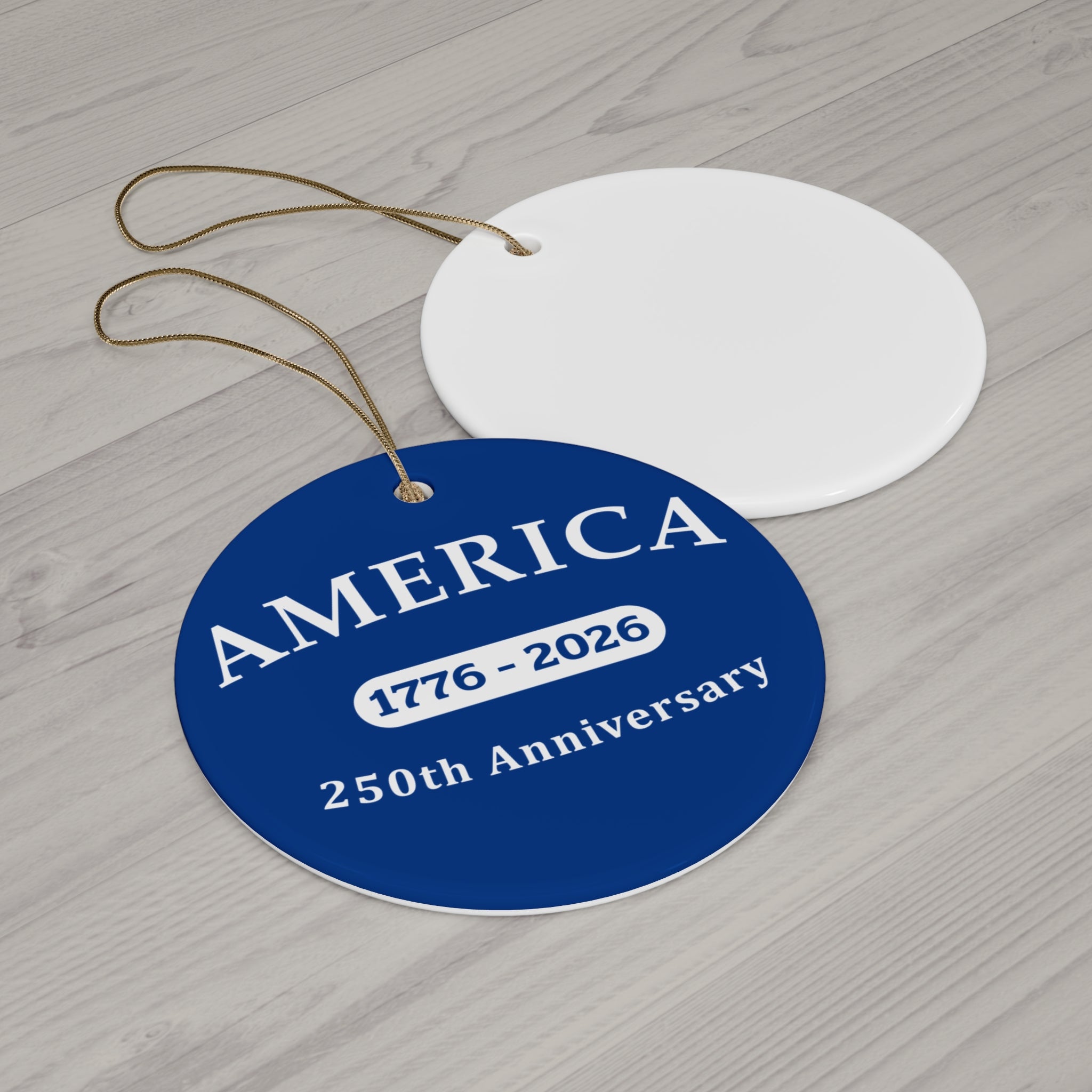 America 1776–2026 250th Anniversary Ceramic Blue Star Ornament
