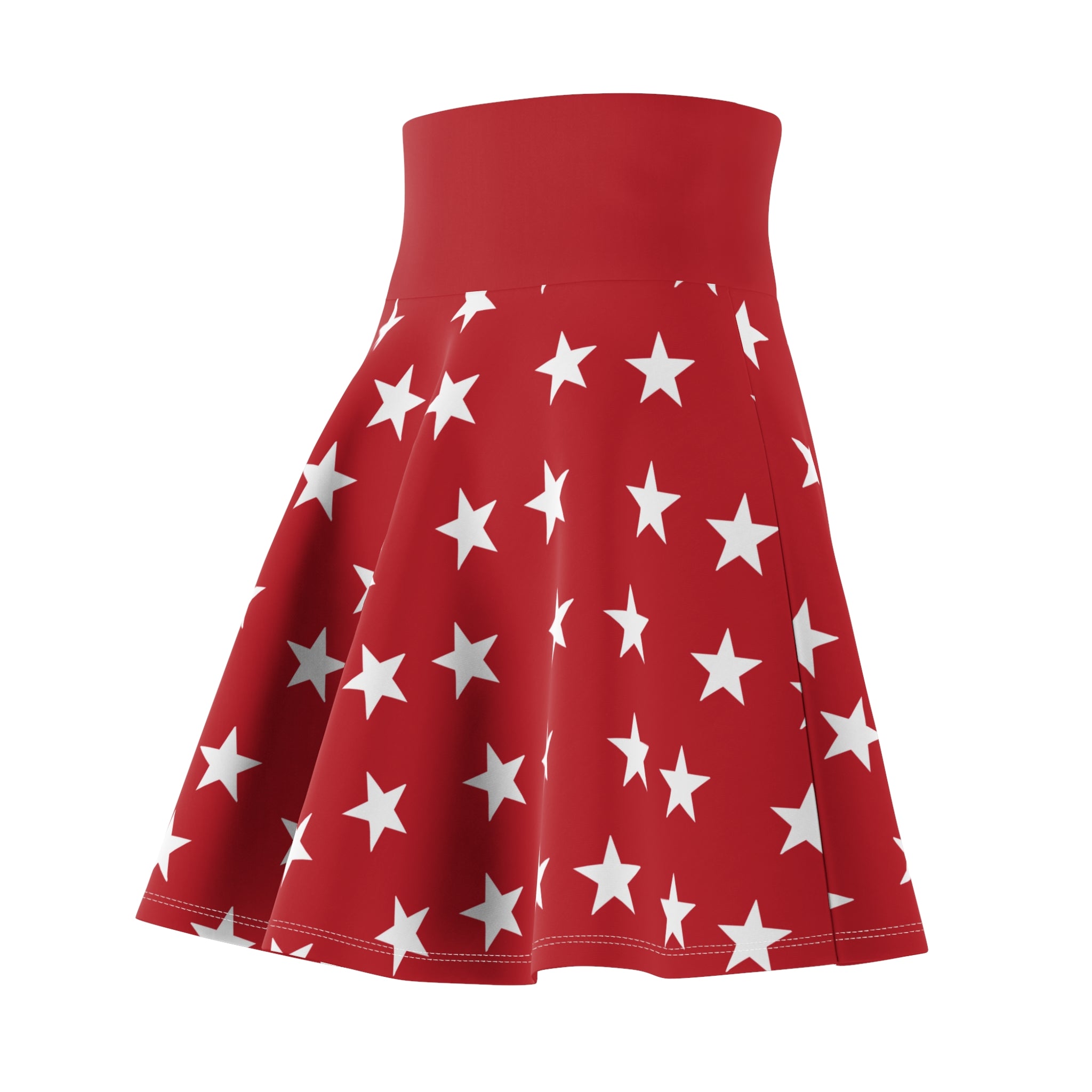 Red Star Skater Skirt — Patriotic White Stars AOP