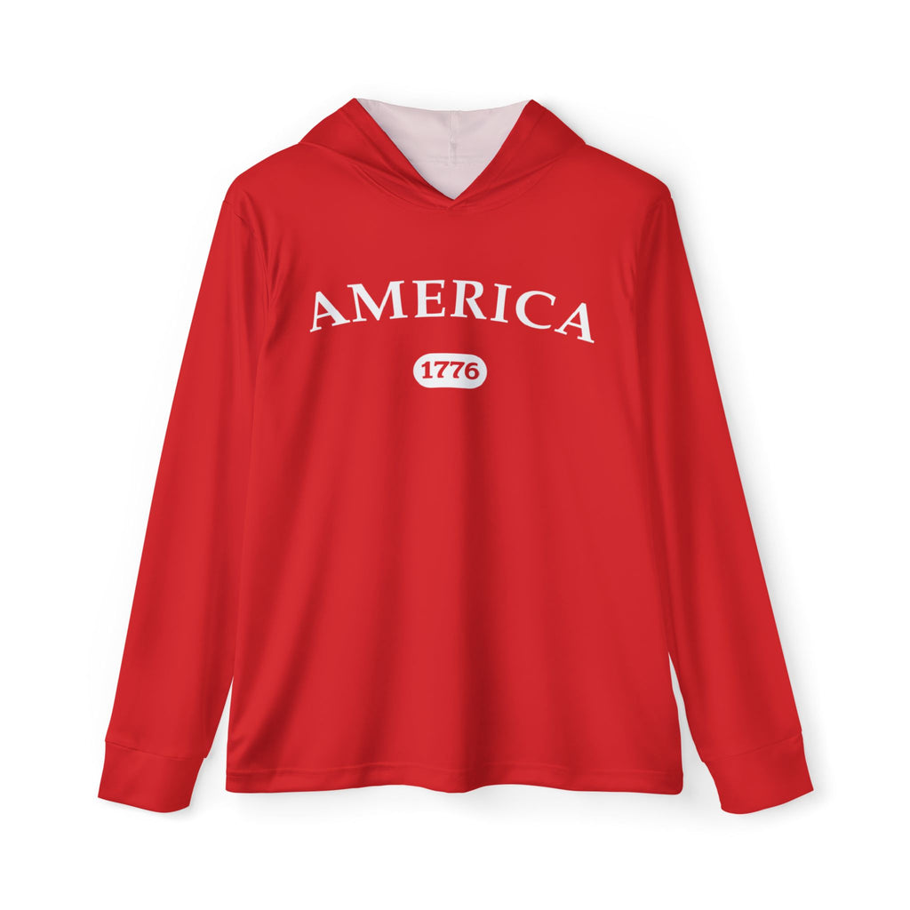 America 1776 Hoodie — Patriotic Sport Red Pullover for Men