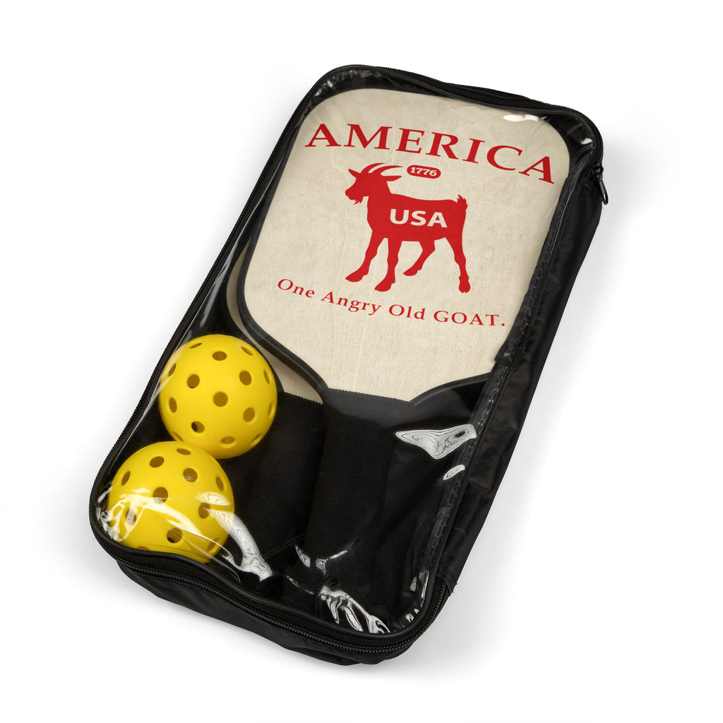 America 250th GOAT Pickleball Paddles & Balls Kit — 'One Angry Old GOAT' USA Graphic