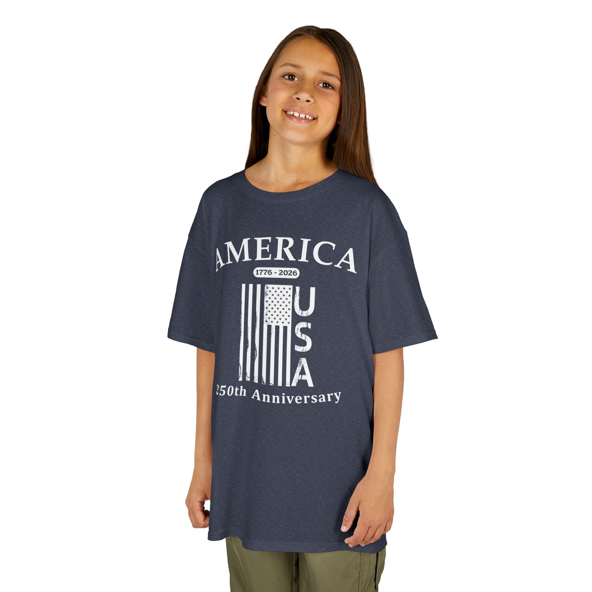 Kids Flag Tee — America USA 250th Anniversary Patriotic Flag Shirt