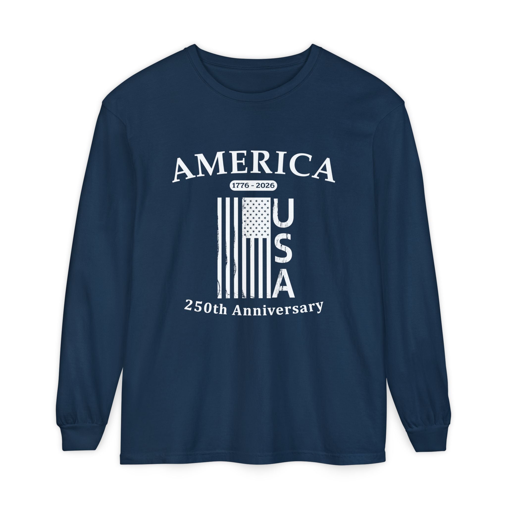 America 1776 Distressed Flag Long Sleeve Tee