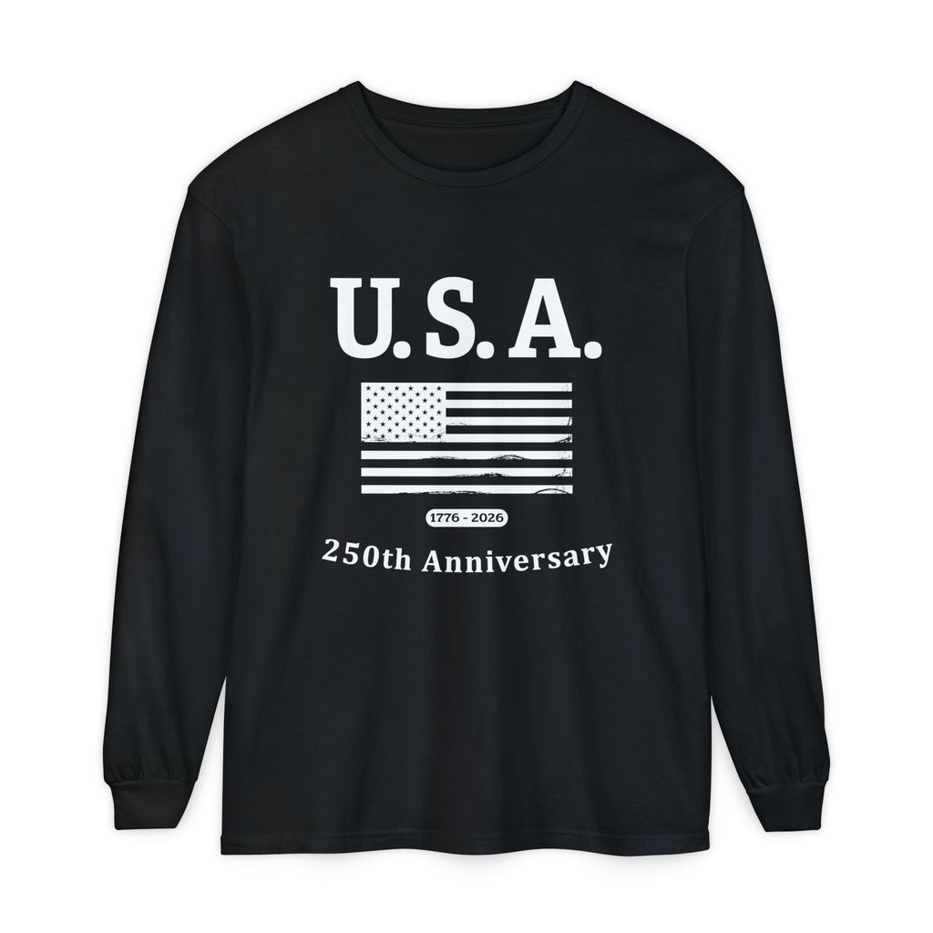 U.S.A. 1776-2026 Distressed Flag Long Sleeve T-Shirt